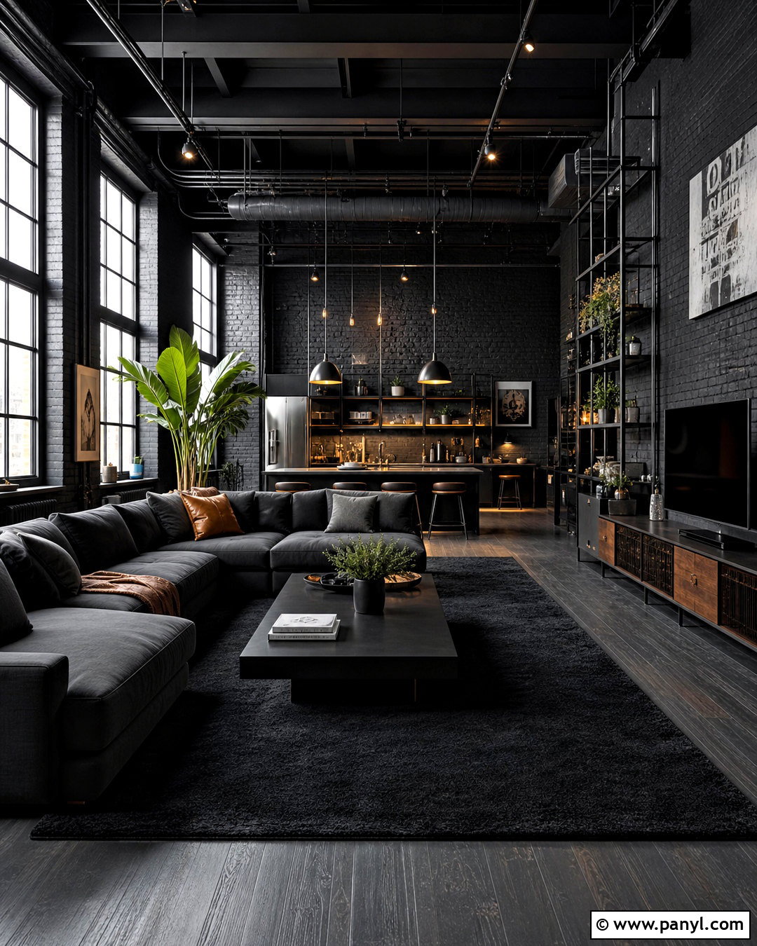 All Black Loft Room - 20 all black room ideas