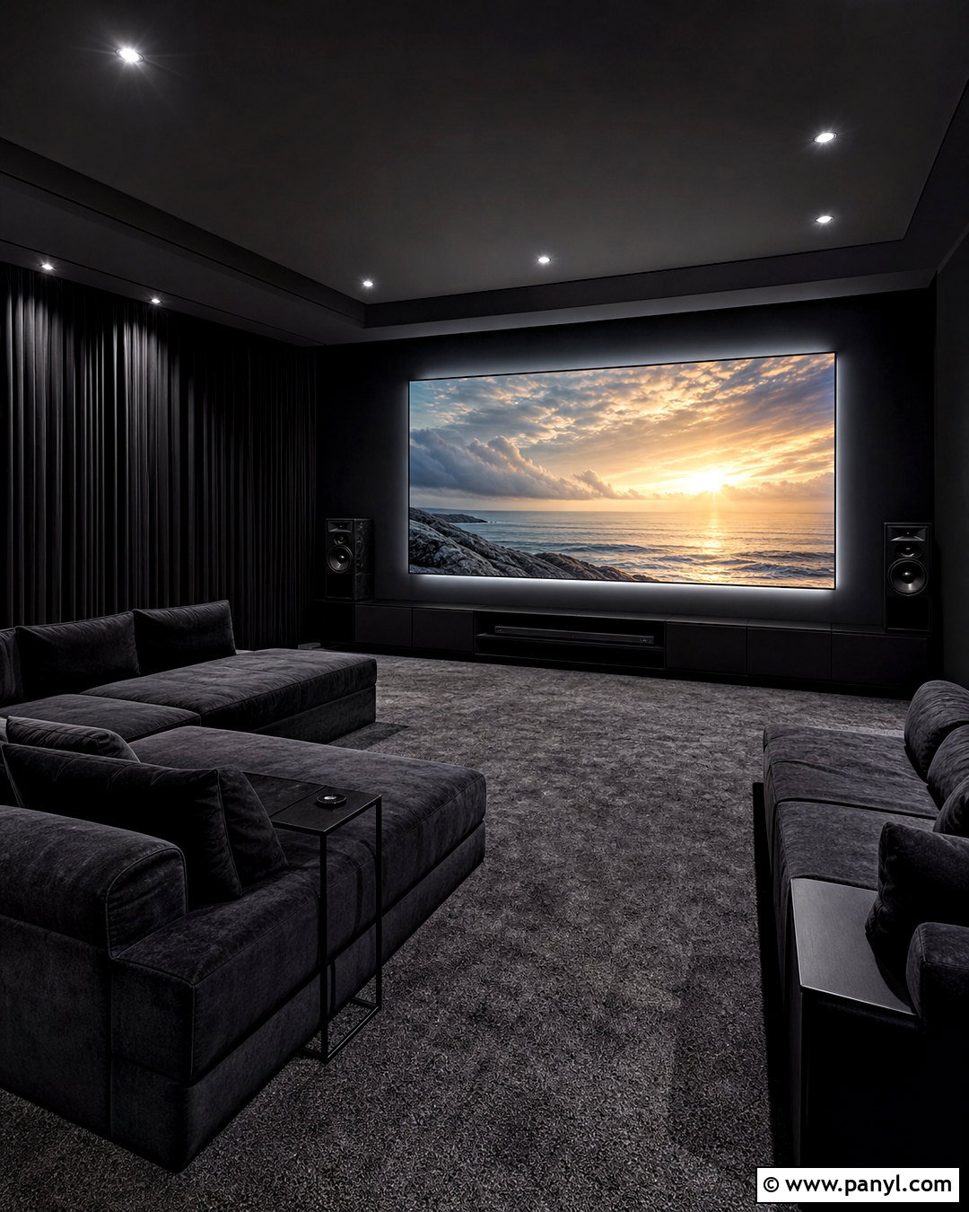 All Black Media Room - 20 all black room ideas
