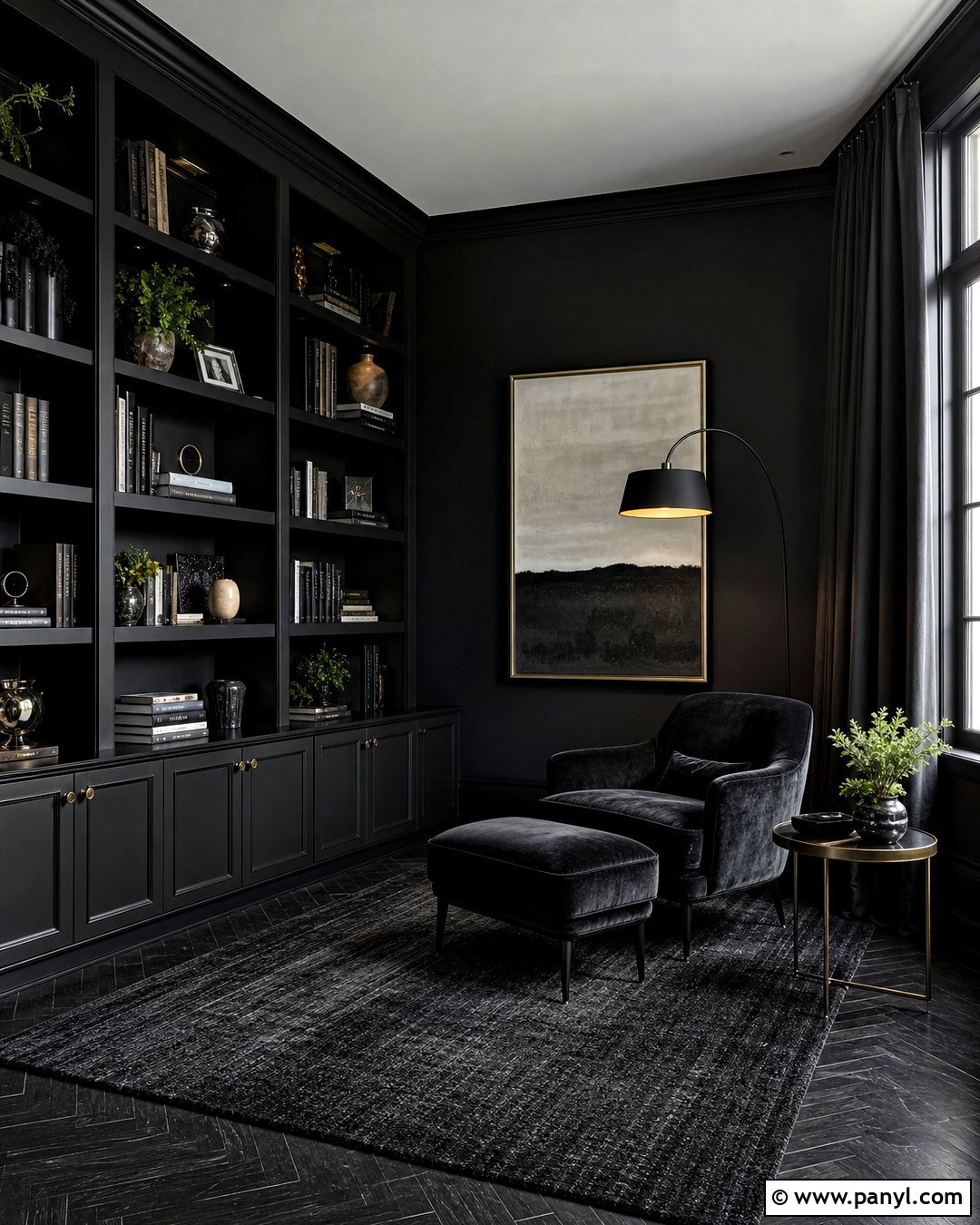 All Black Reading Room - 20 all black room ideas