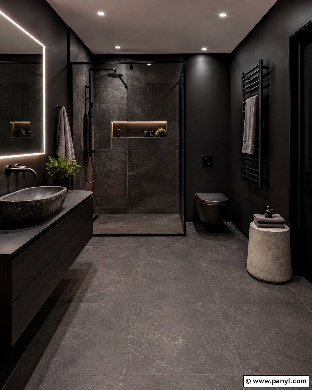 All Black Restroom - 20 black restroom ideas