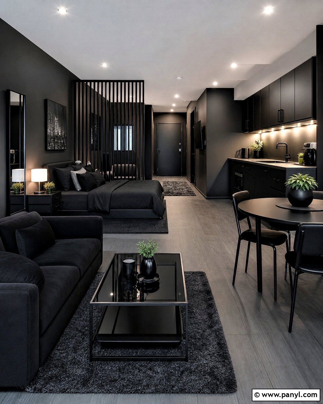 All Black Studio Apartment - 20 all black room ideas