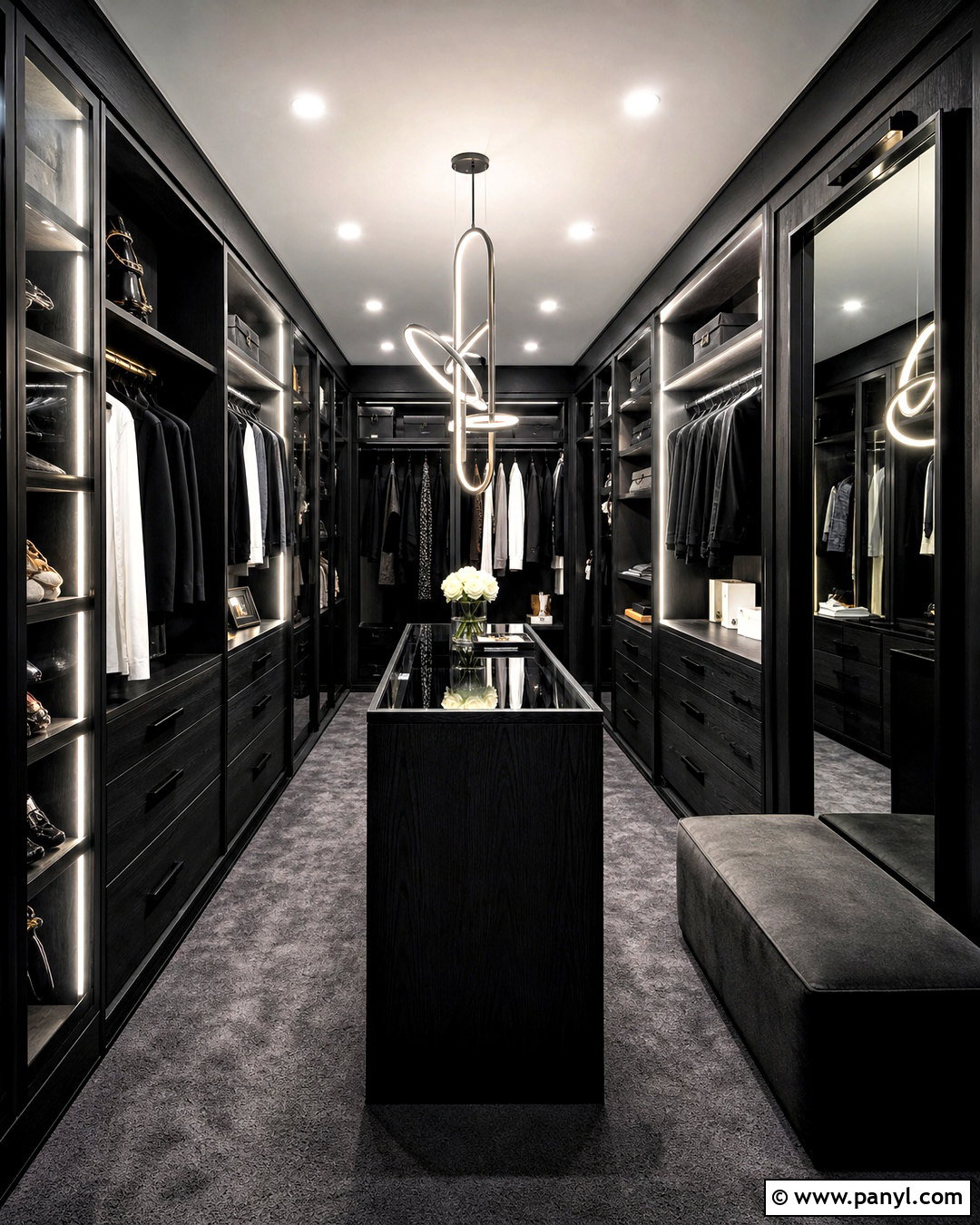 All Black Walk-In Closet - 20 all black room ideas