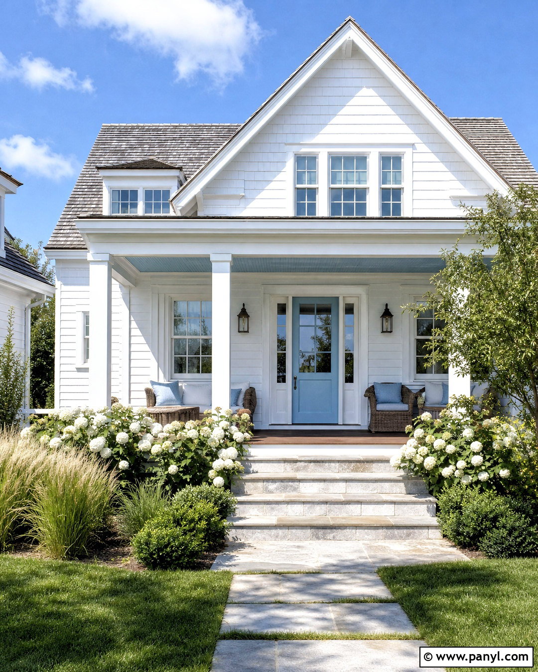 All White Beach House Exterior With Blue Door - 20 beach house exterior paint colors