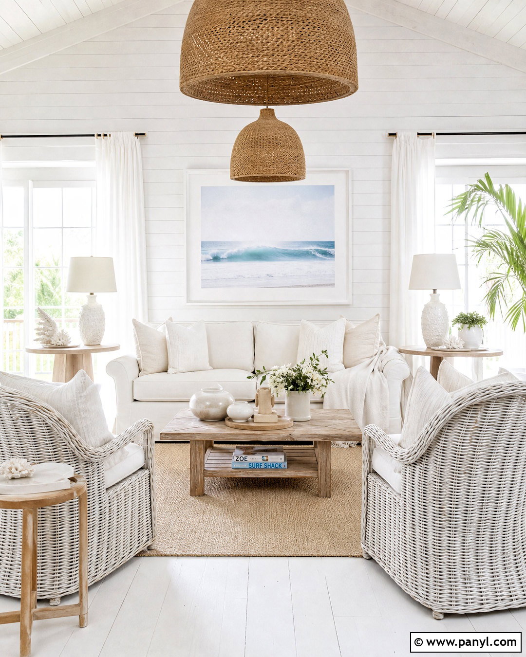 All White Coastal Living Room - 20 all white interior ideas