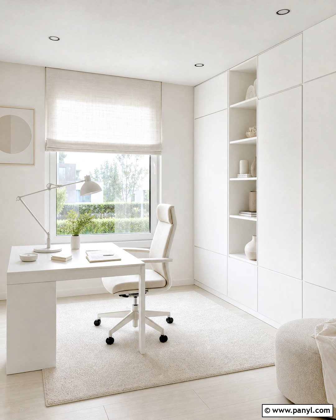All White Minimalist Home Office - 20 all white interior ideas