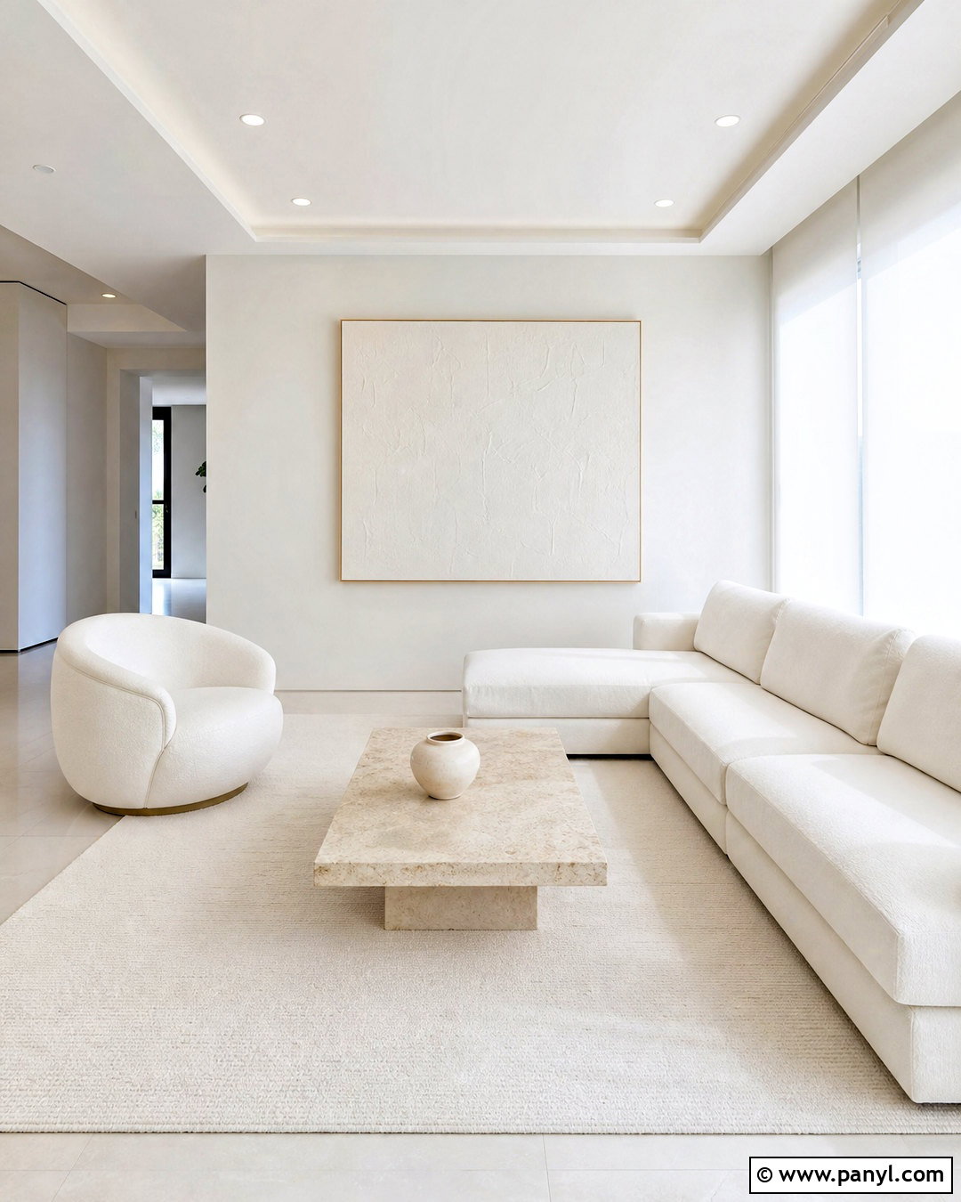 All White Minimalist Living Room - 20 all white interior design ideas