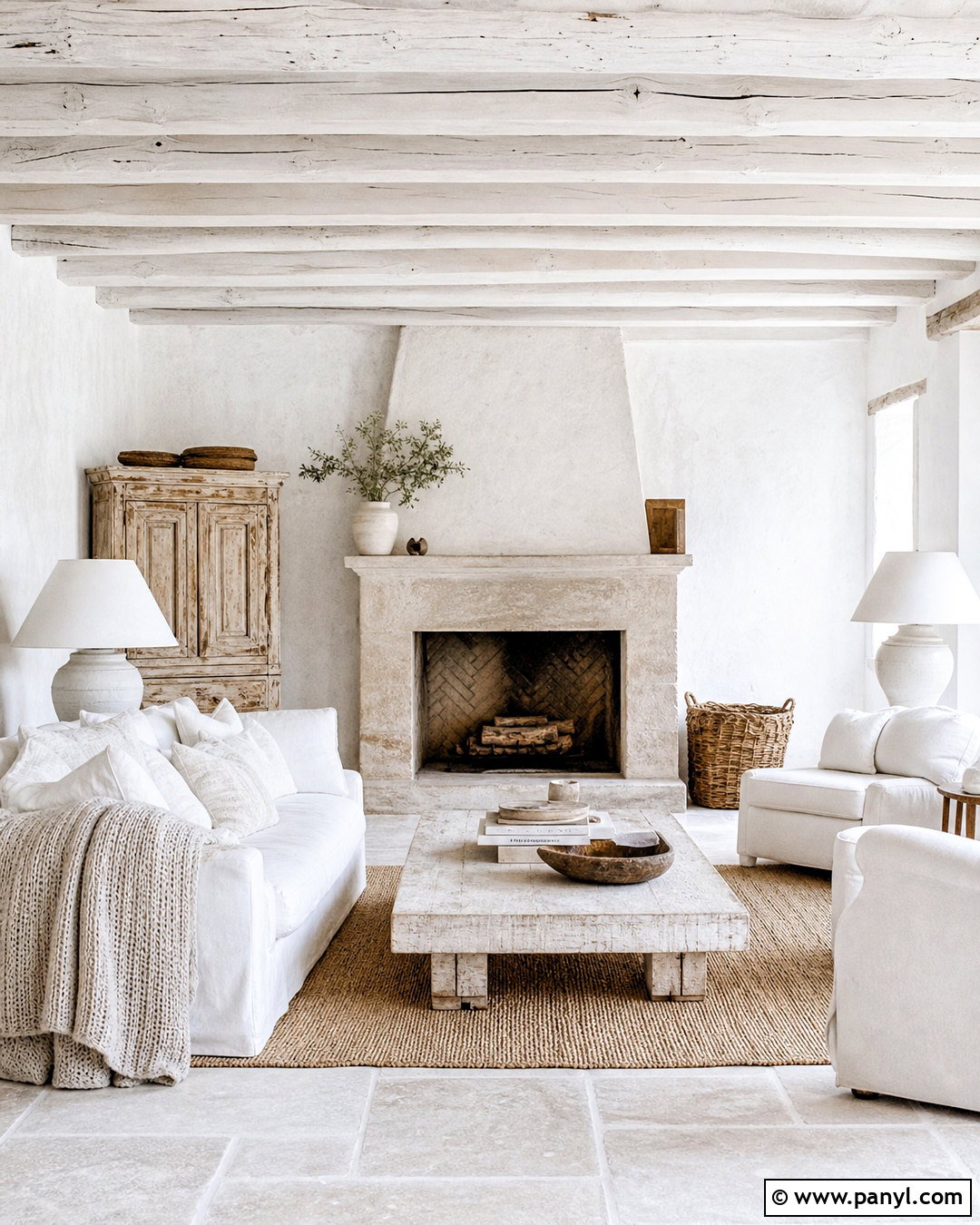 All White Rustic Living Room - 20 all white interior ideas