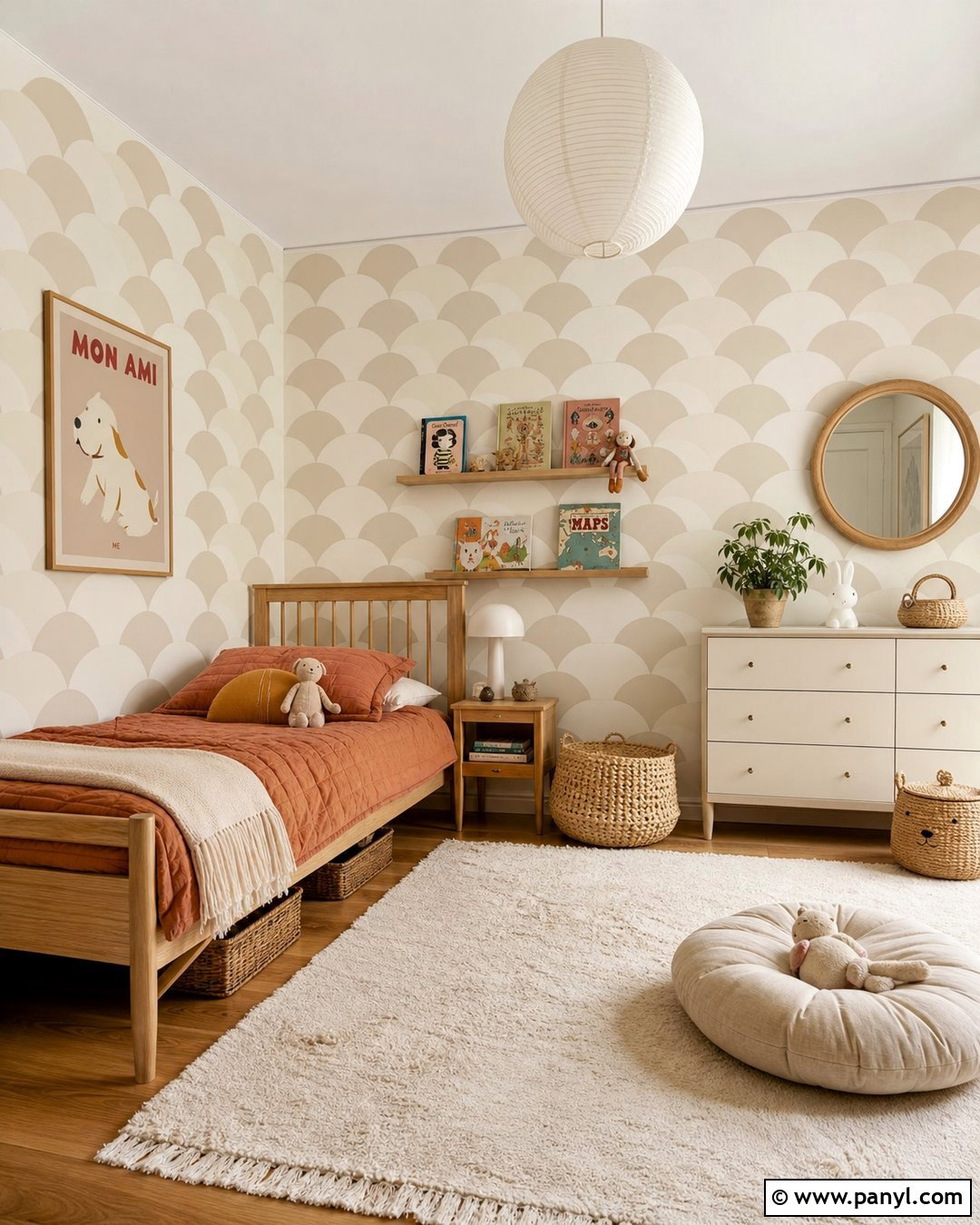 Almond Scallop Wallpaper Kids Room - 30 neutral colors wallpaper ideas