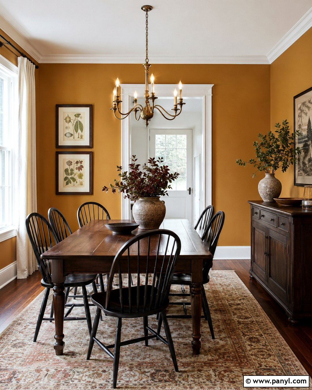 Amber Wall Dining Room With Dark Wood - 20 Amber Wall Paint Ideas