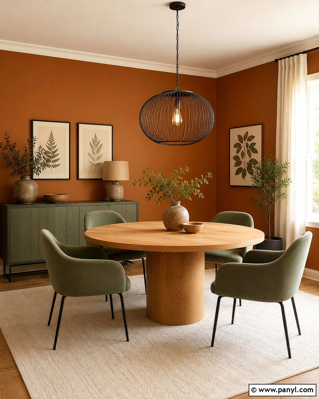 Amber Wall Dining Room With Sage Green - 20 Amber Wall Paint Ideas