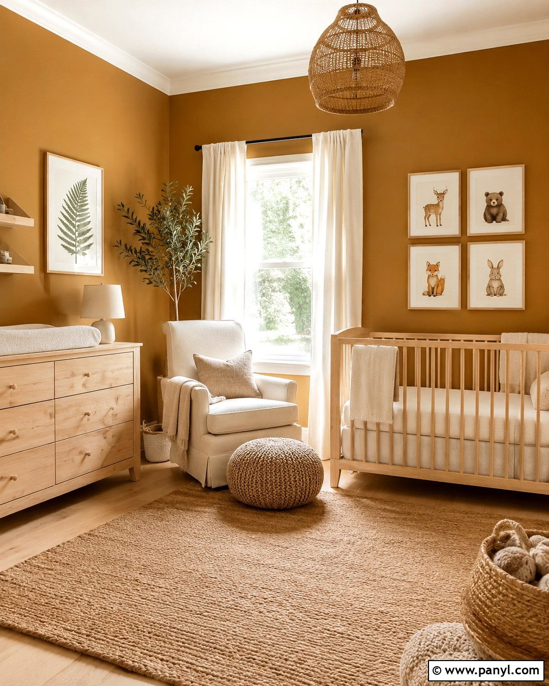 Amber Wall Nursery With Natural Wood - 20 Amber Wall Paint Ideas