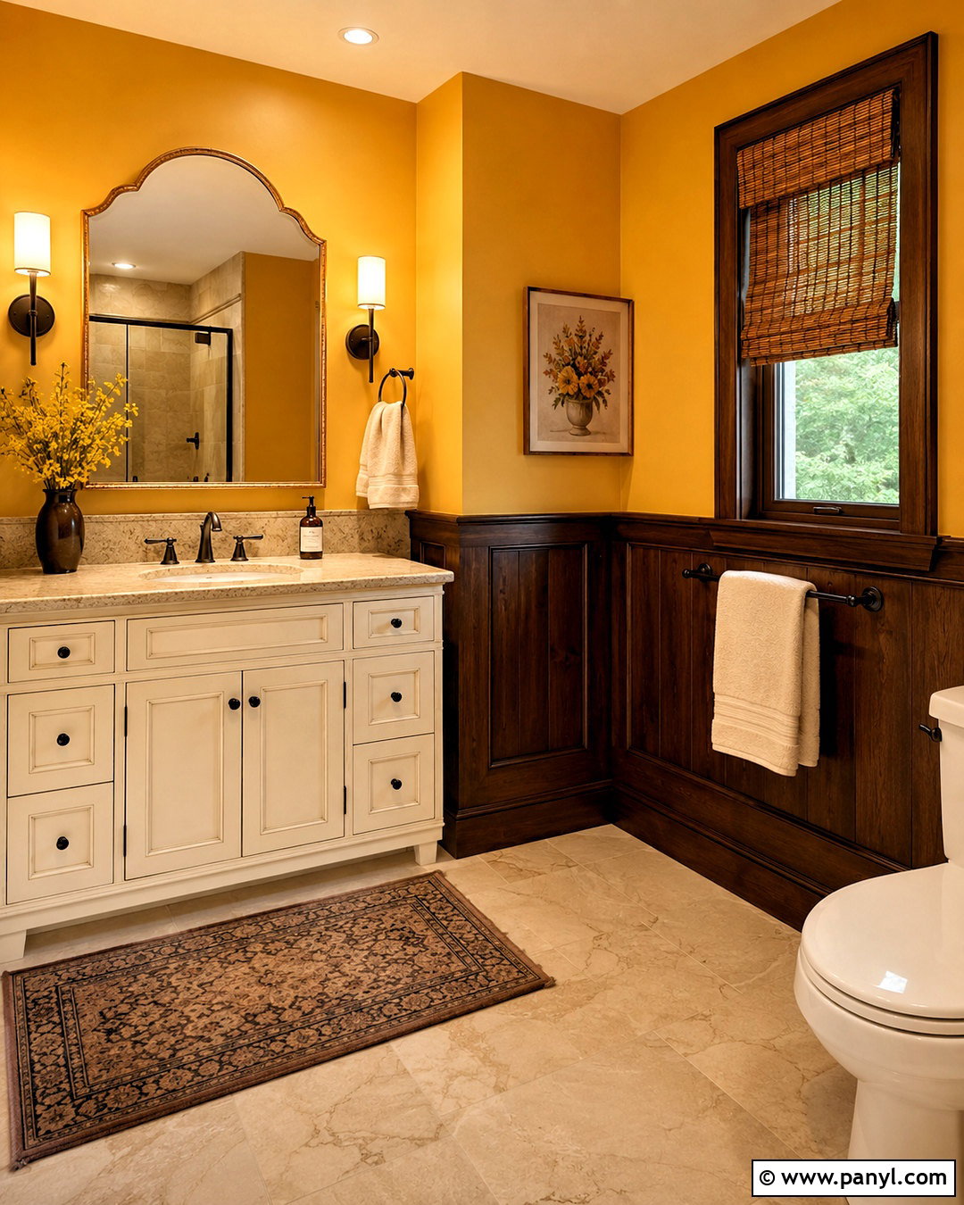 Amber Yellow And Chocolate Brown Bathroom - 20 Yellow Bathroom Colors