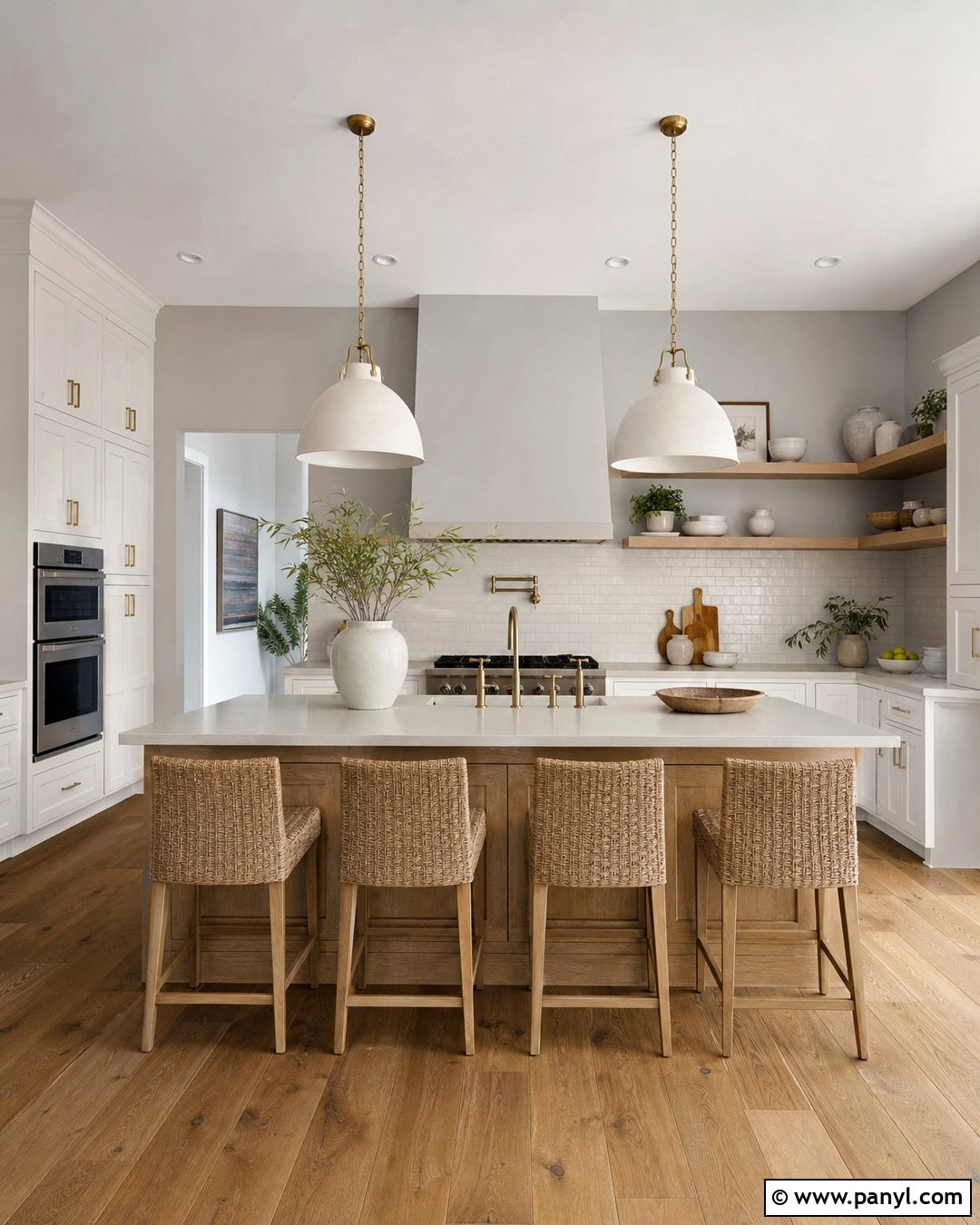 Anew Gray Kitchen Walls With A White Oak Island - 20 Anew Gray Kitchen Walls