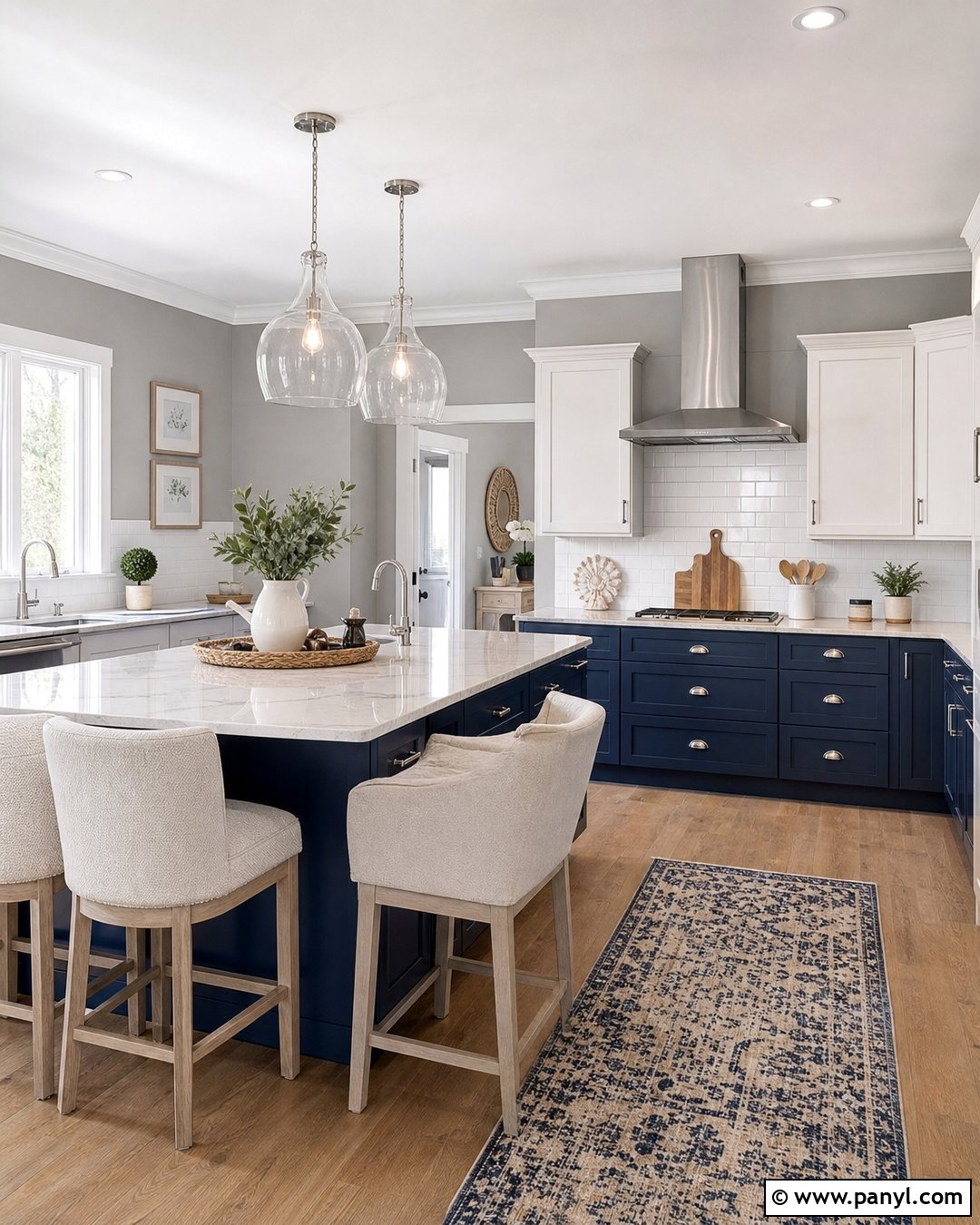 Anew Gray Kitchen Walls With Navy Cabinets - 20 Anew Gray Kitchen Walls