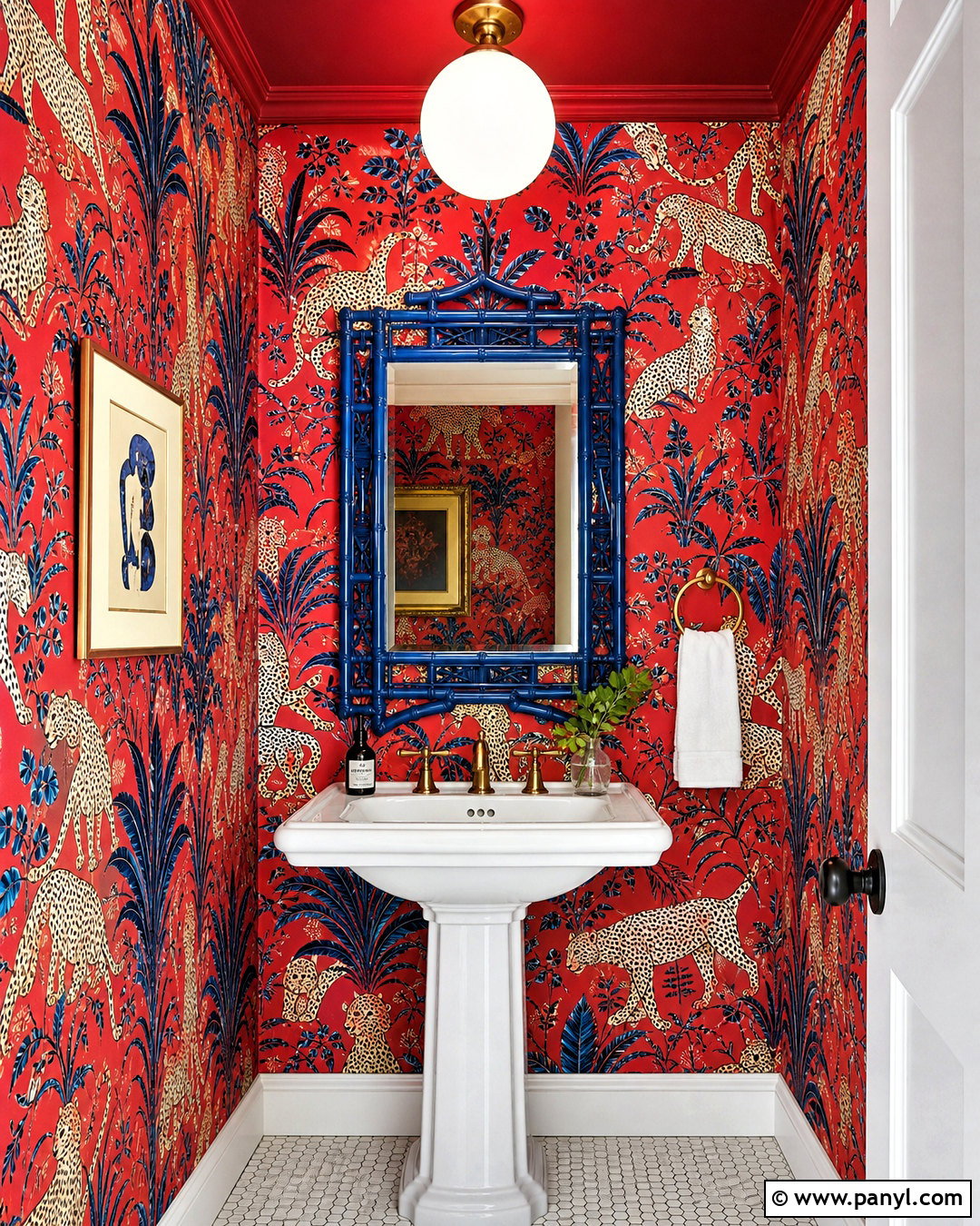 Animal Print Red Wallpaper Powder Room - 20 funky red wallpaper ideas