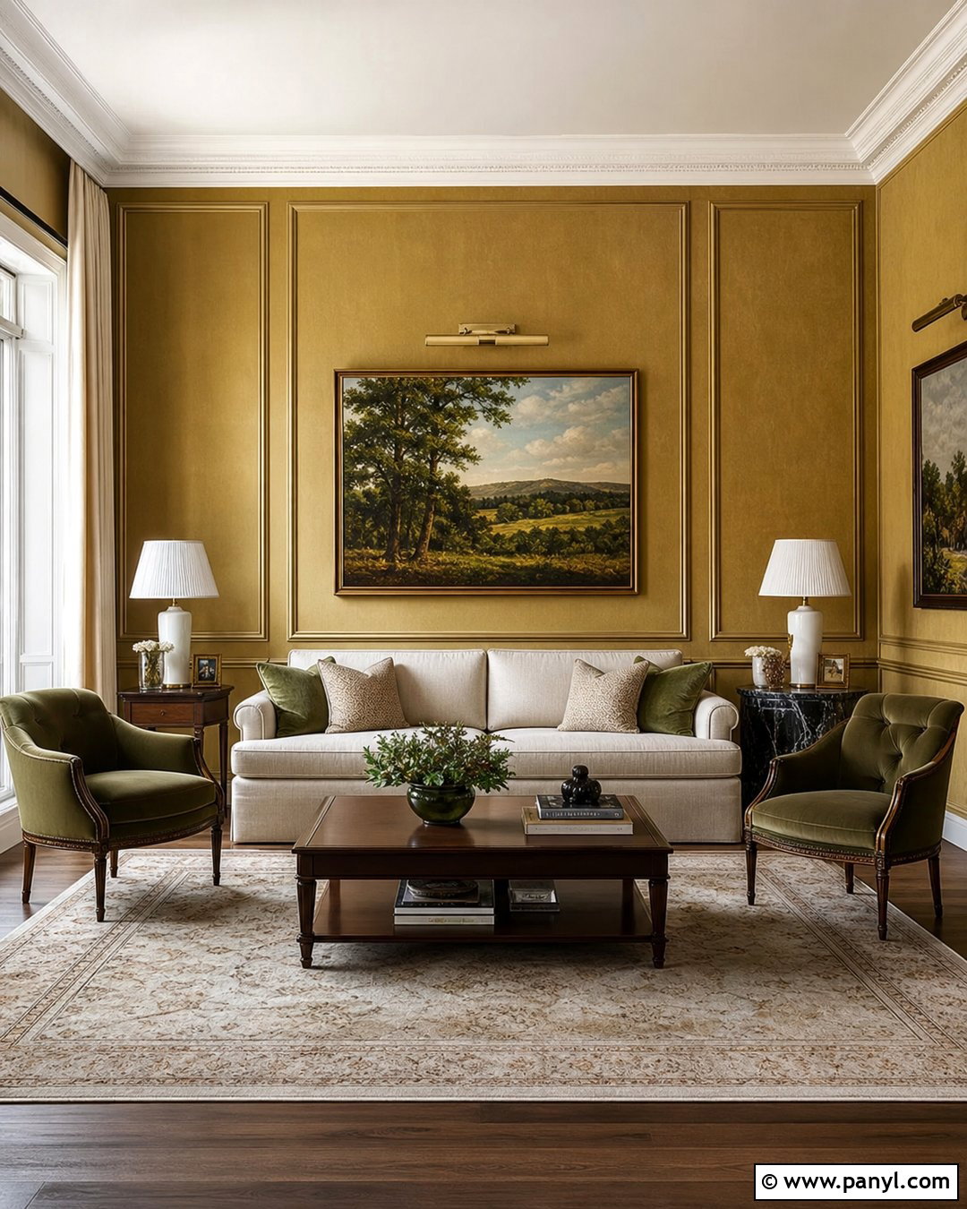 Antique Gold Metallic Traditional Living Room Wall - 35 metallic paint walls