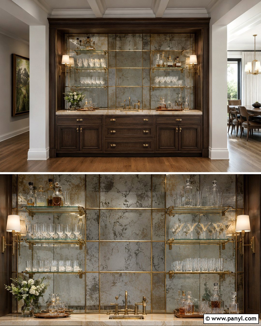 Antique Mirror Home Bar Accent Wall - 20 Home Bar Accent Wall Ideas