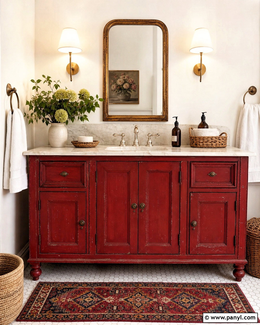 Antique Red Bathroom Vanity - 20 antique red home decor ideas