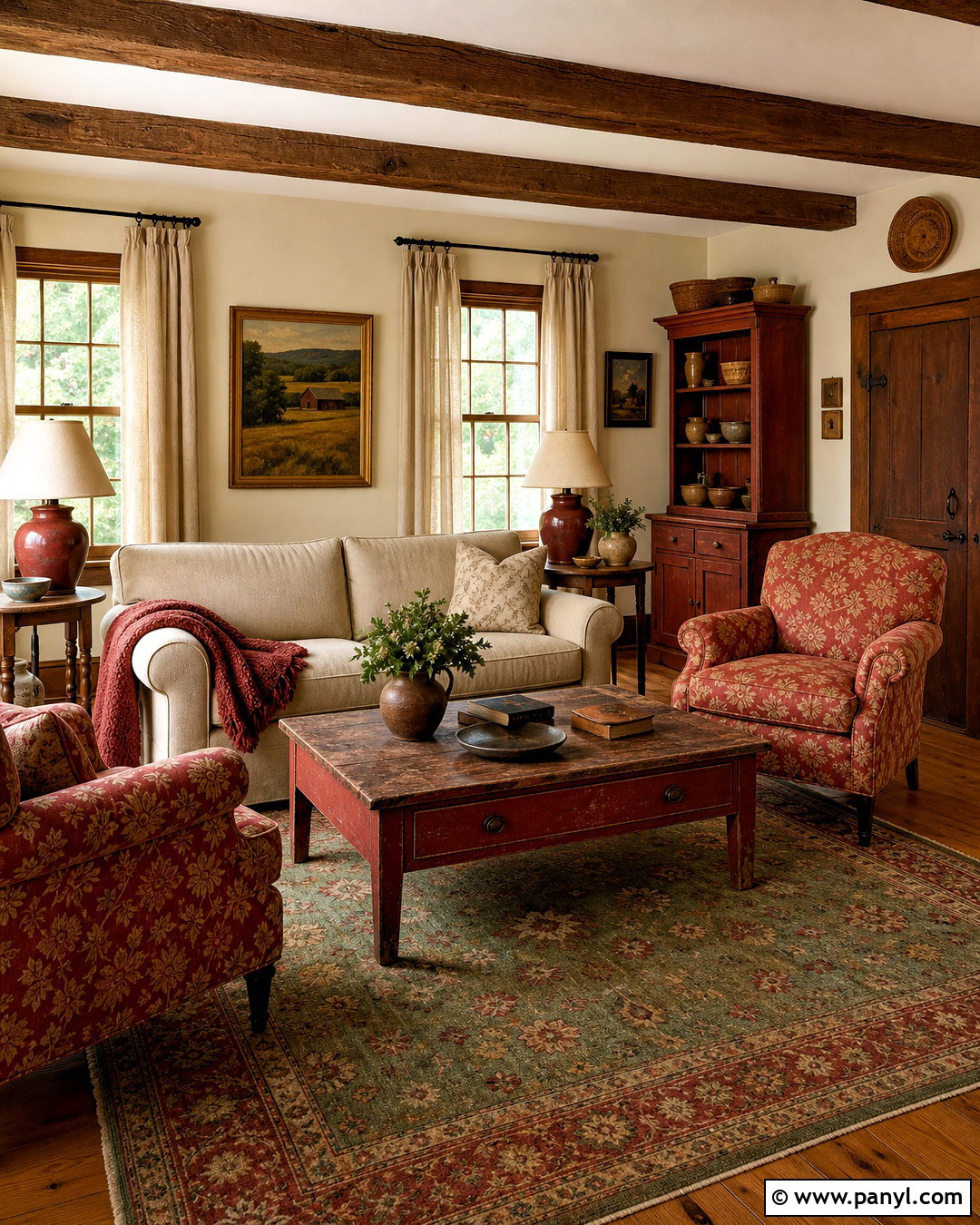 Antique Red Cottage Living Room - 20 antique red home decor ideas