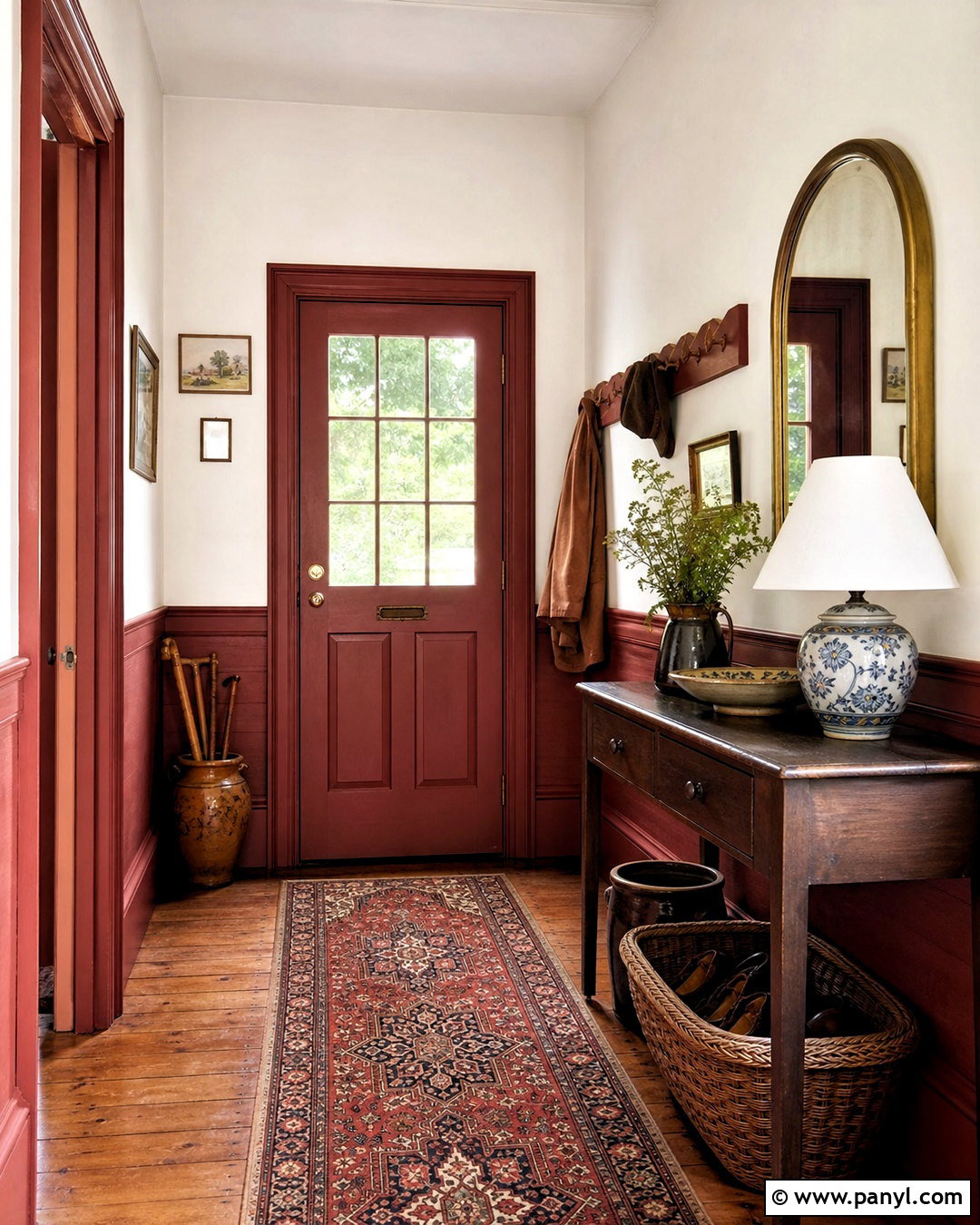 Antique Red Entryway - 20 antique red home decor ideas