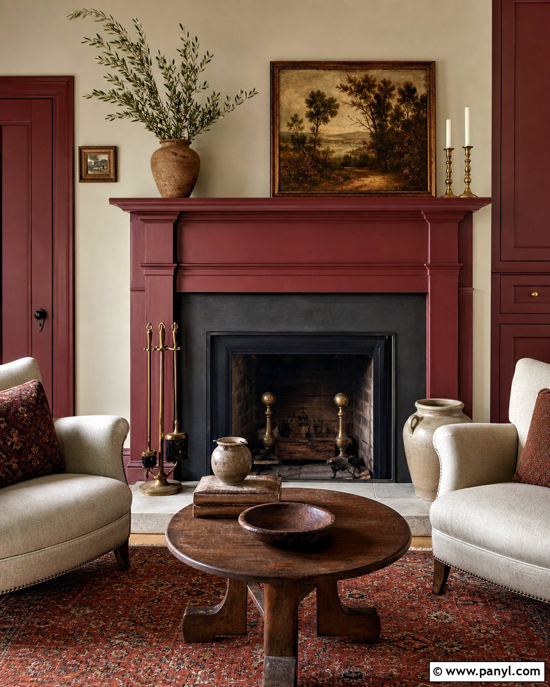 Antique Red Fireplace - 20 antique red home decor ideas