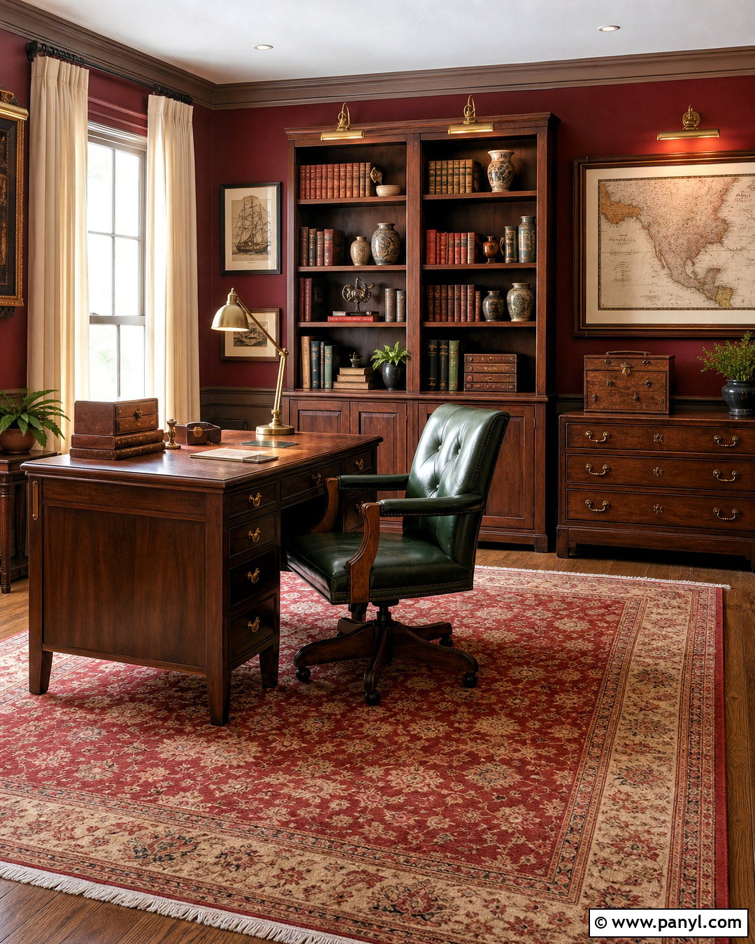 Antique Red Home Office - 20 antique red home decor ideas