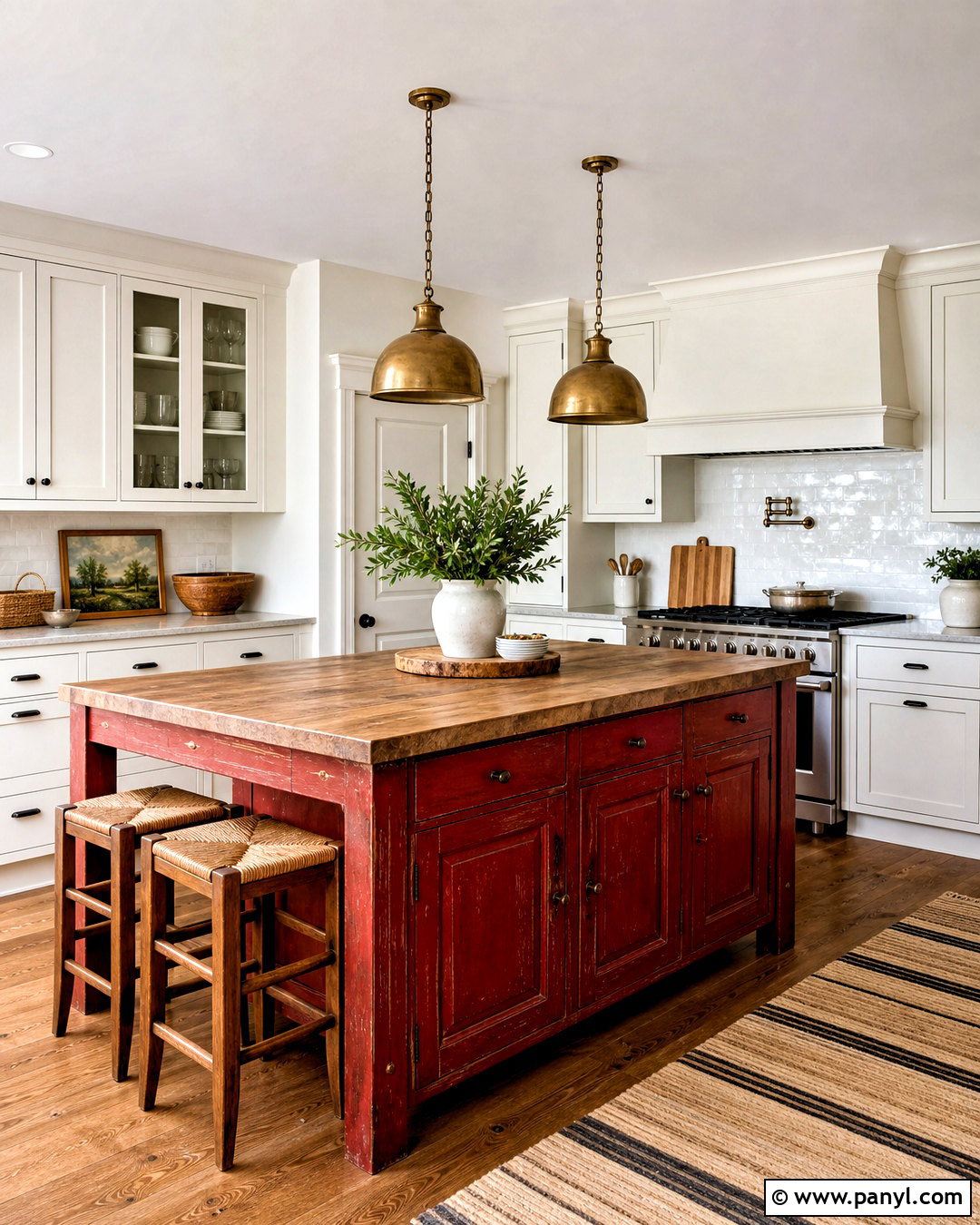 Antique Red Kitchen Island - 20 antique red home decor ideas