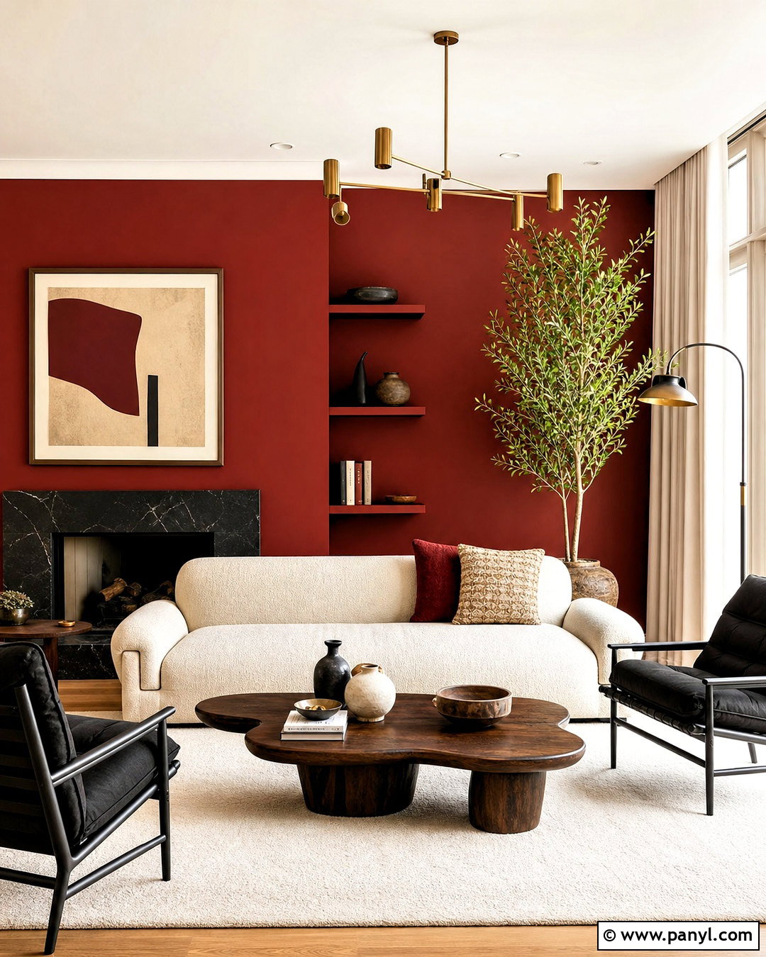Antique Red Modern Living Room - 20 antique red home decor ideas