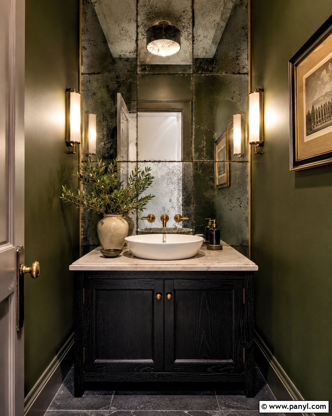 Antiqued Mirror Patina Powder Room - 20 patina texture ideas