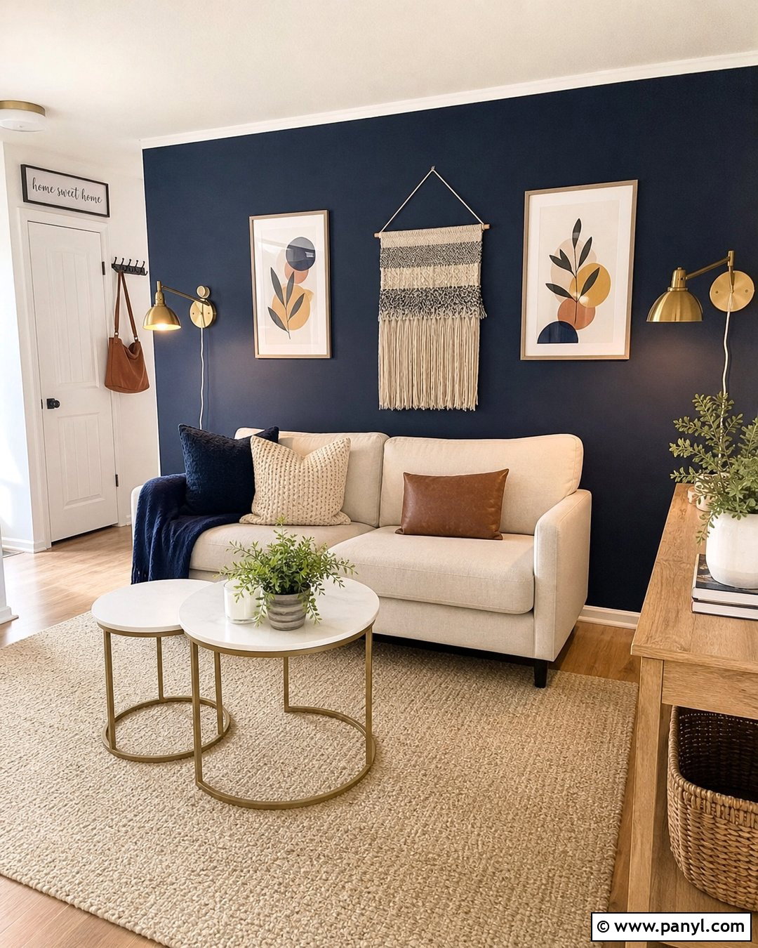 Apartment Navy Blue Accent Wall - 35 navy blue accent wall living room ideas