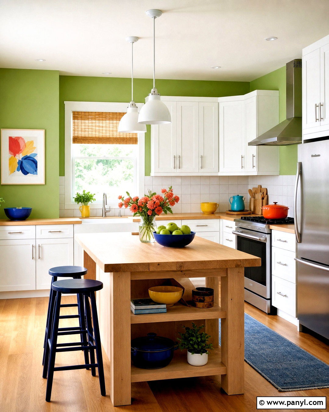 Apple Green Kitchen Walls With Colorful Decor - 20 green paint kitchen walls