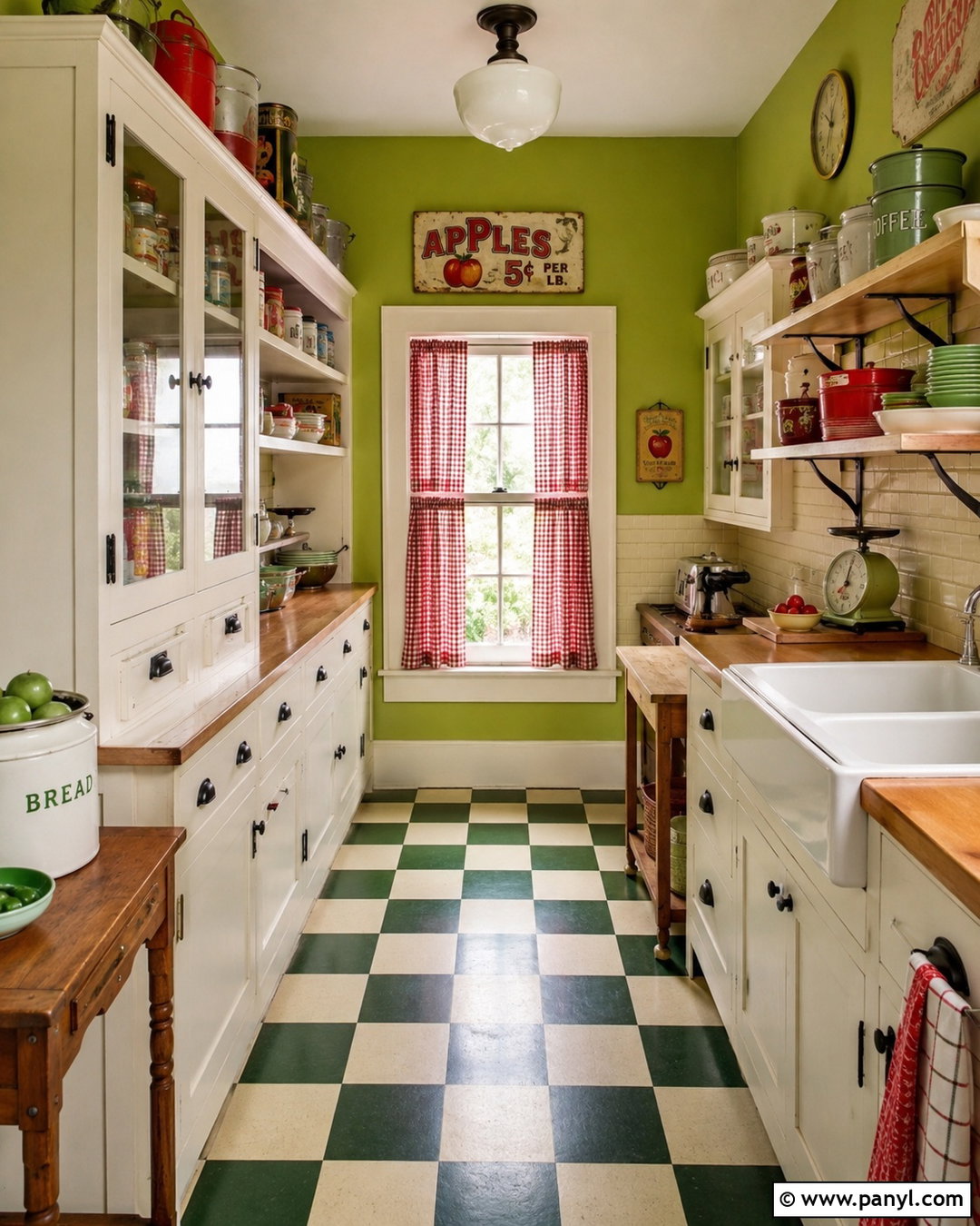 Apple Green Vintage Pantry Kitchen - 20 Vintage Kitchen With Green Walls