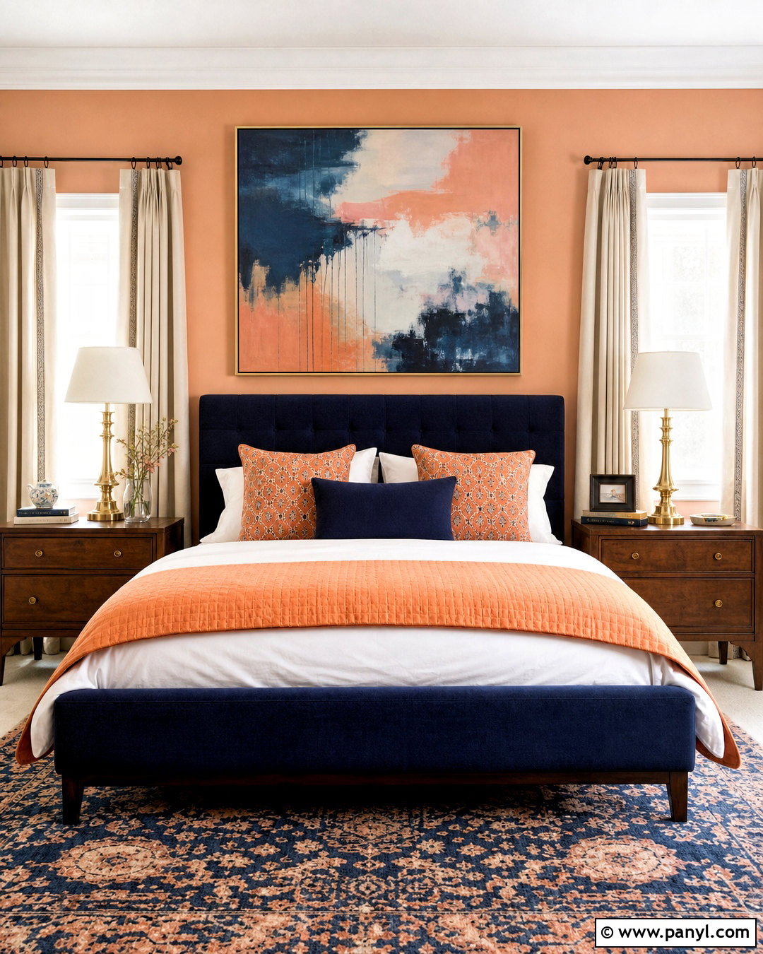 Apricot And Navy Bedroom - 20 apricot bedroom ideas