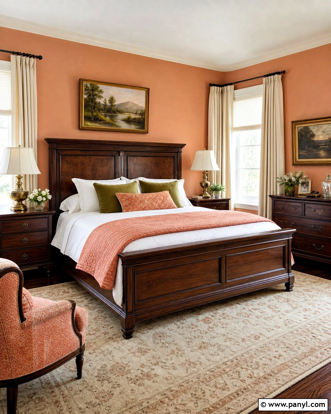 Apricot Bedroom With Dark Wood - 20 apricot bedroom ideas