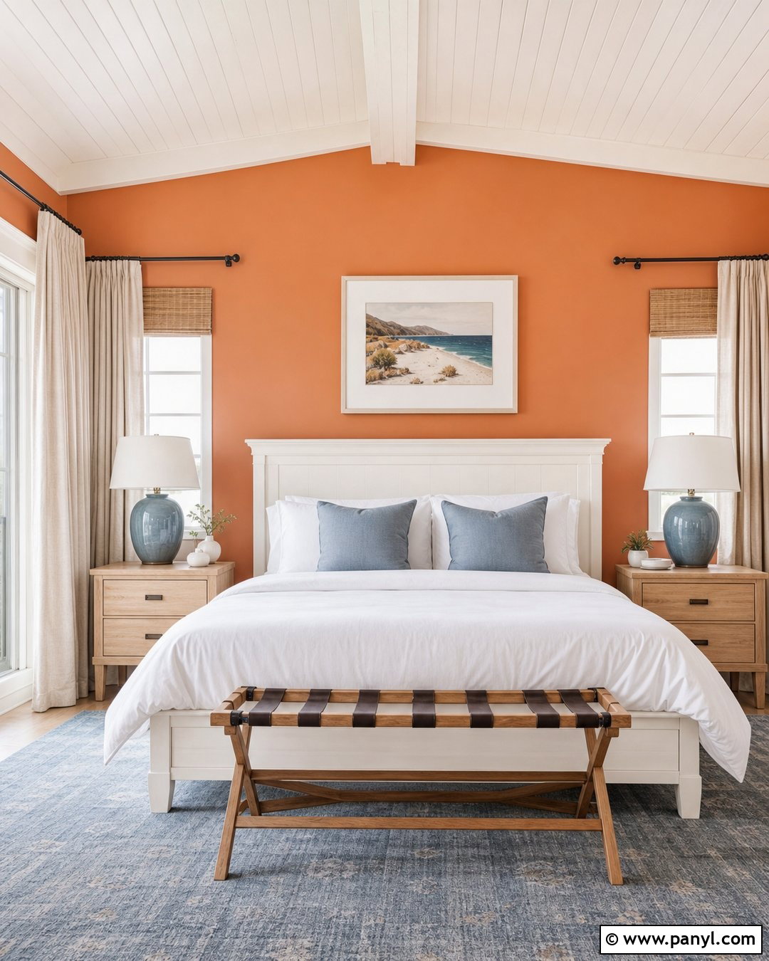 Apricot Orange Guest Bedroom Accent Wall - 30 orange accent walls