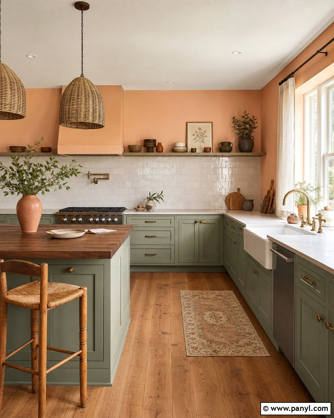 Apricot Orange Kitchen Walls With Sage Cabinets - 20 Orange Wall Paint Ideas Kitchen Ideas