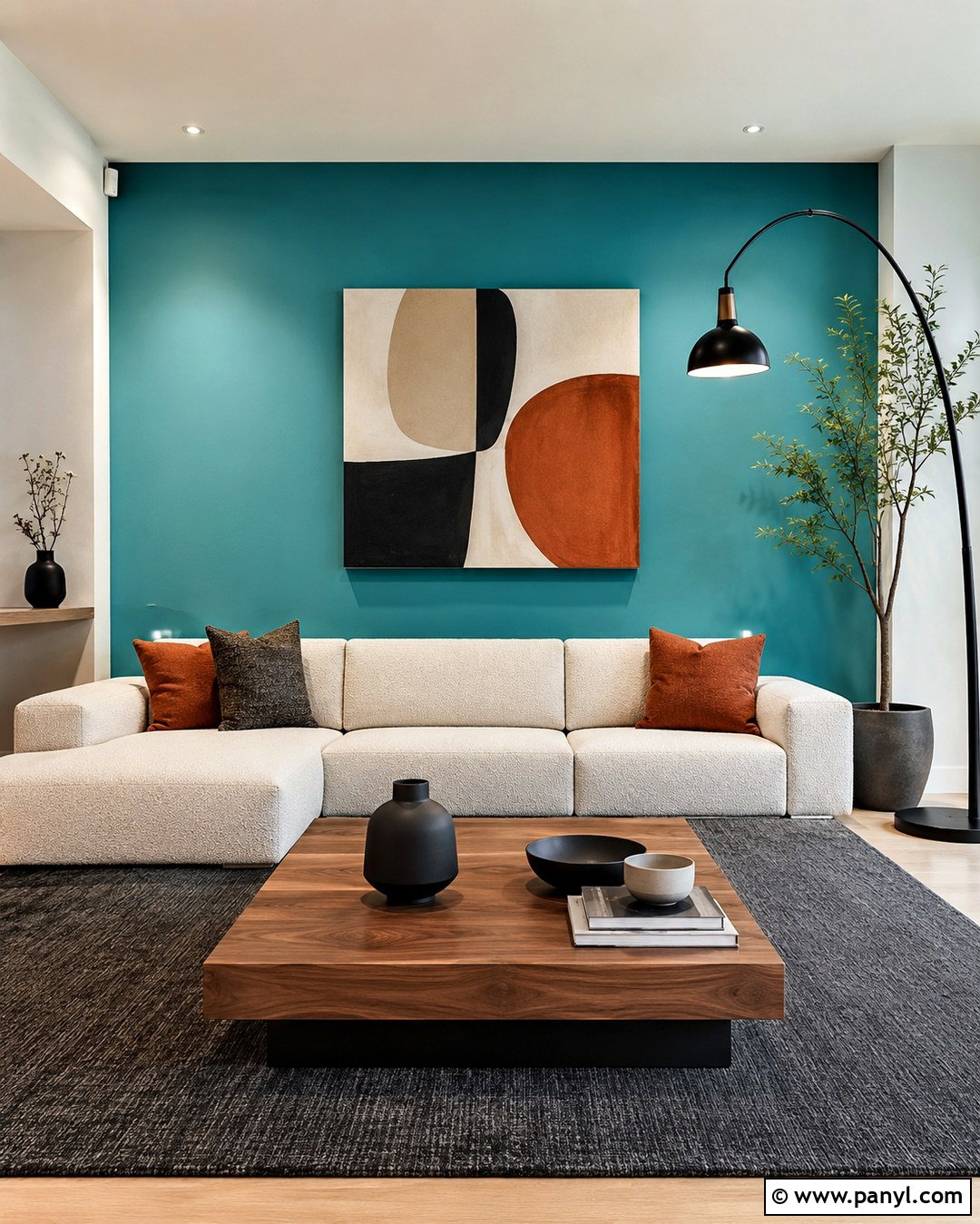 Aqua Accent Wall In A Modern Living Room - 20 aqua wall paint ideas