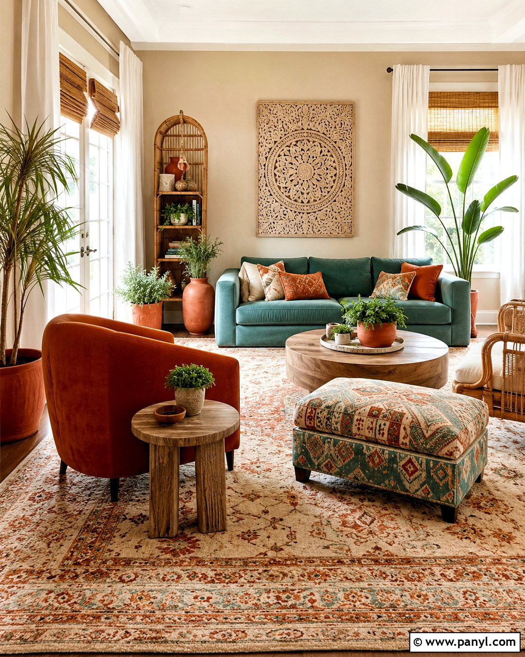 Aqua And Burnt Orange Boho Living Room - 20 boho living room color scheme ideas