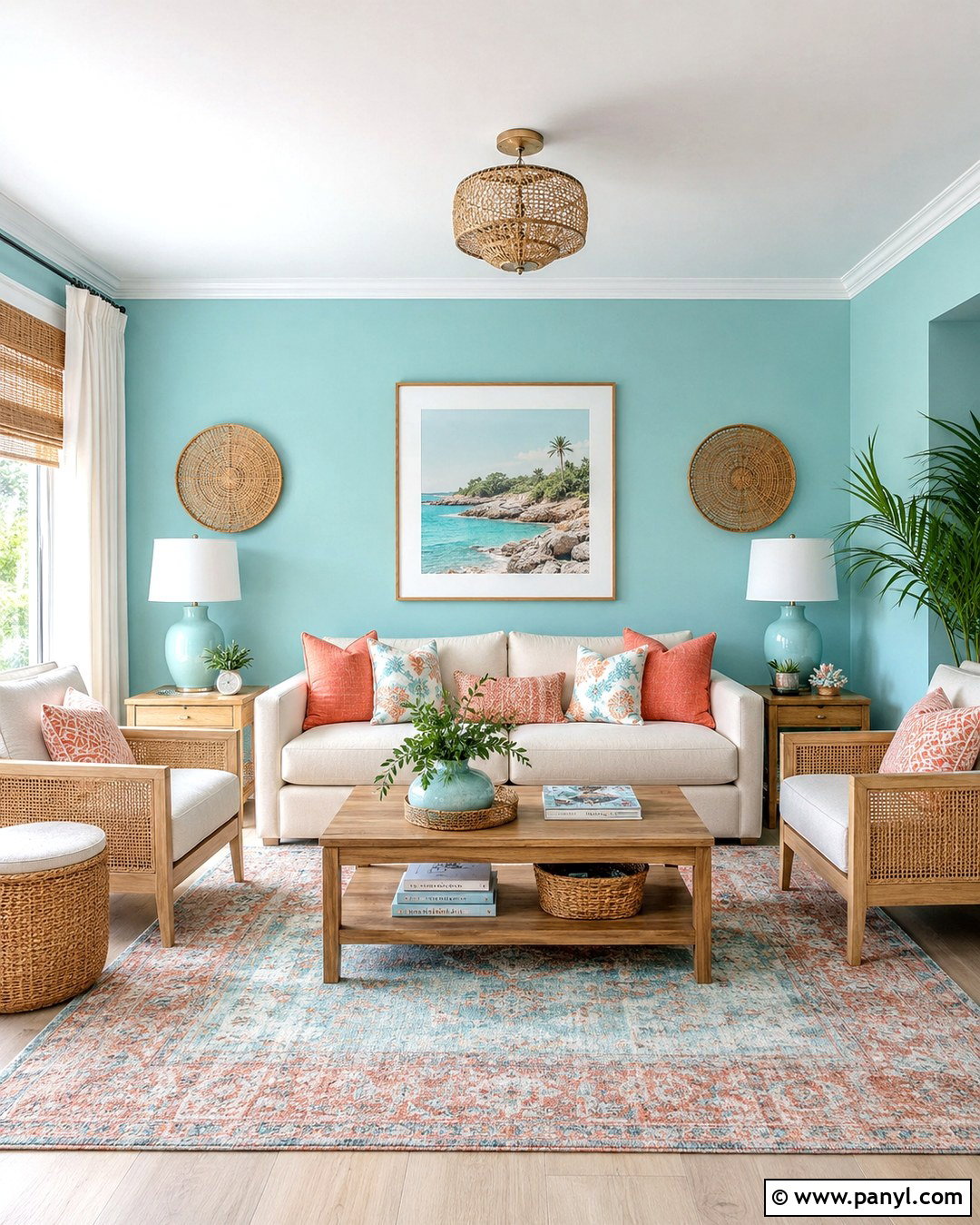 Aqua And Coral Living Room - 20 Aqua Living Room Walls