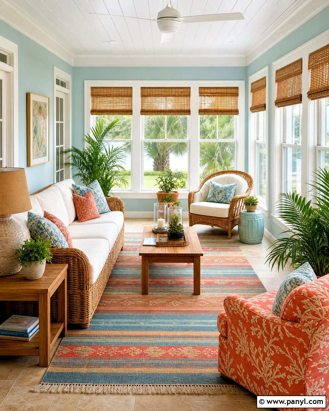 Aqua And Coral Sunroom - 20 room color design ideas