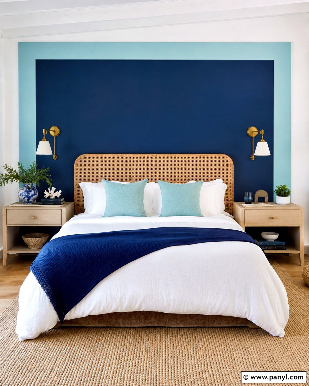 Aqua And Navy Accent Wall - 20 Two Color Accent Wall Ideas