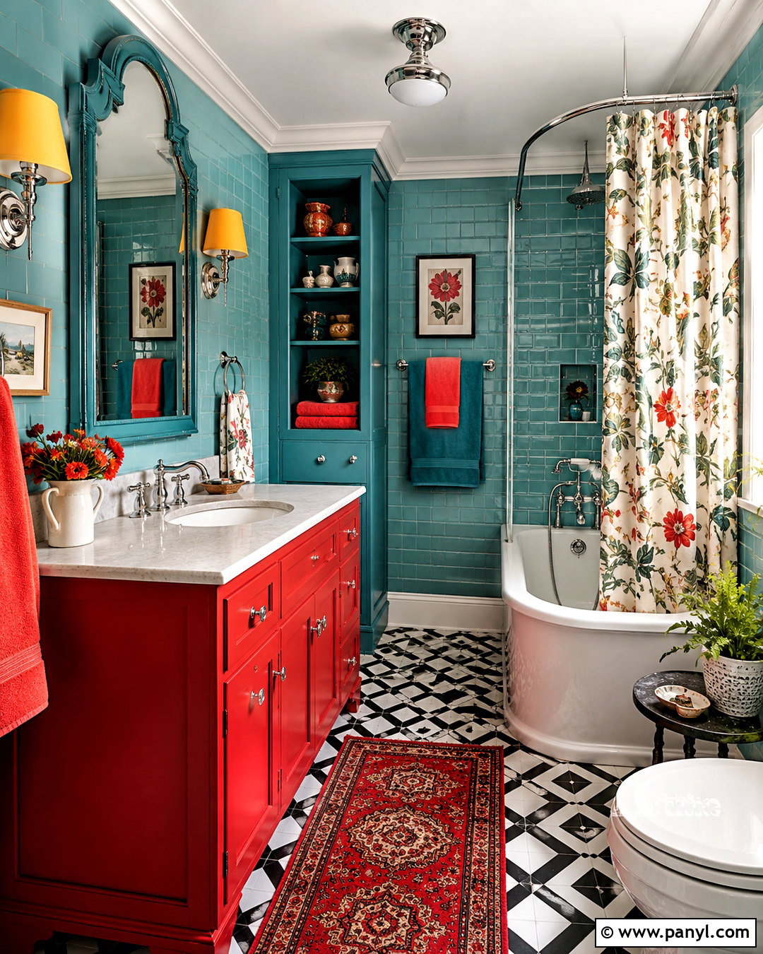 Aqua And Poppy Red Maximalist Color Palette - 20 maximalist color palette ideas