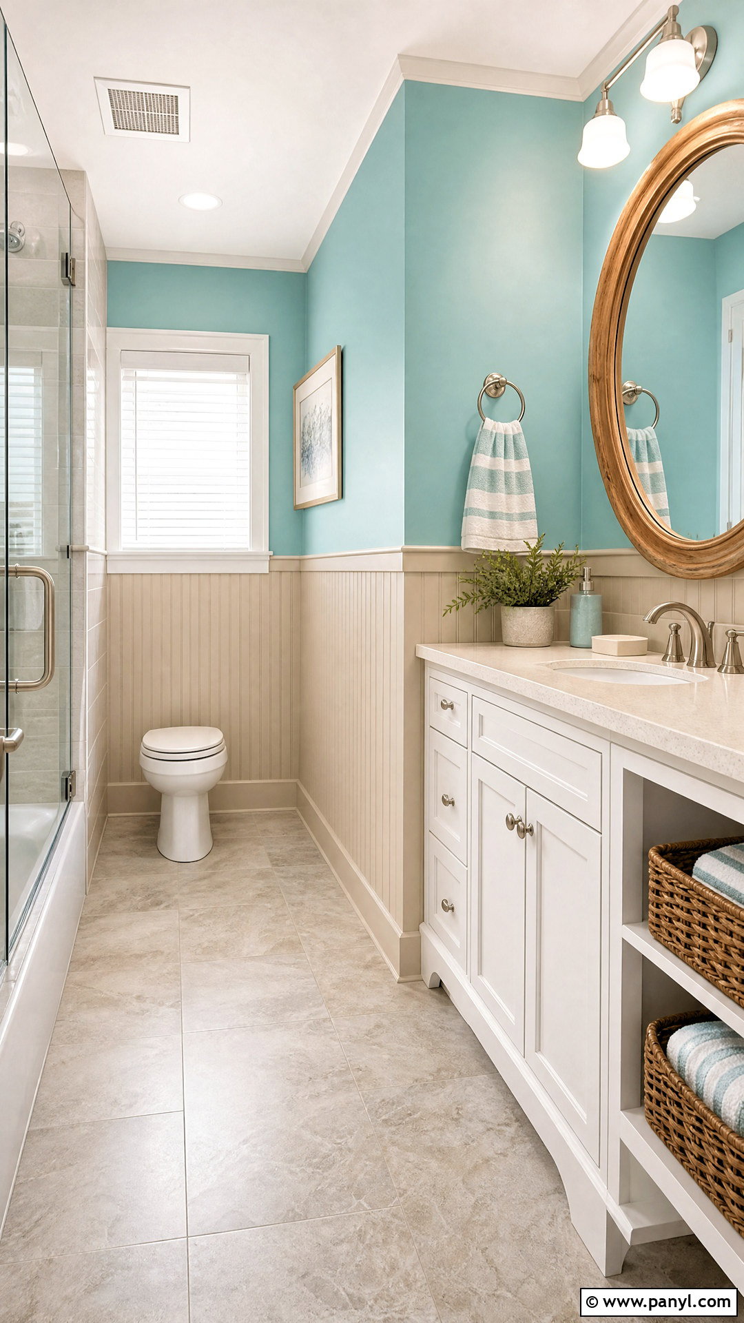 Aqua And Sand Two Tone Accent Wall - 20 2 tone accent wall ideas