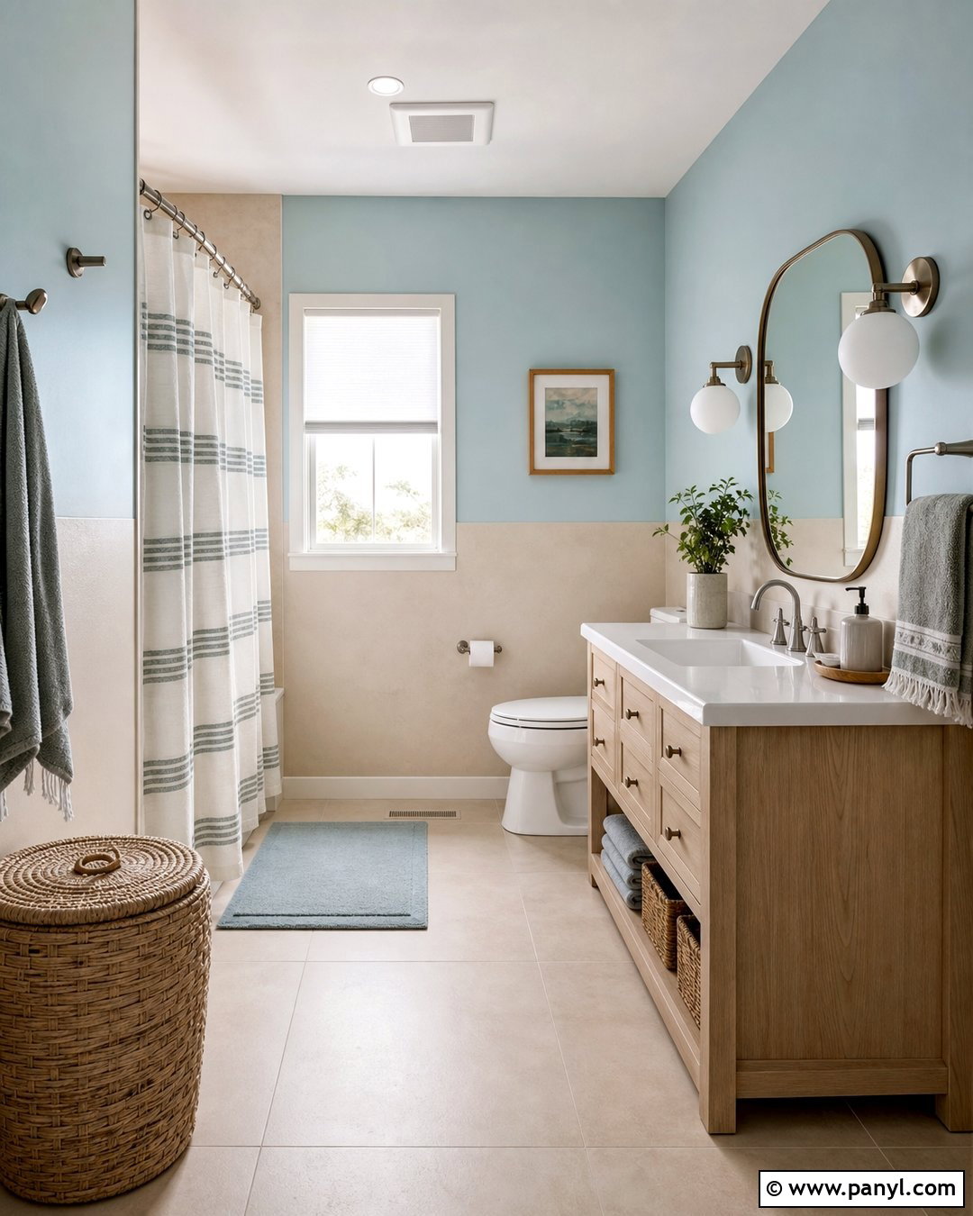 Aqua And Sand Two Tone Wall - 35 2 Tone Wall Paint Ideas