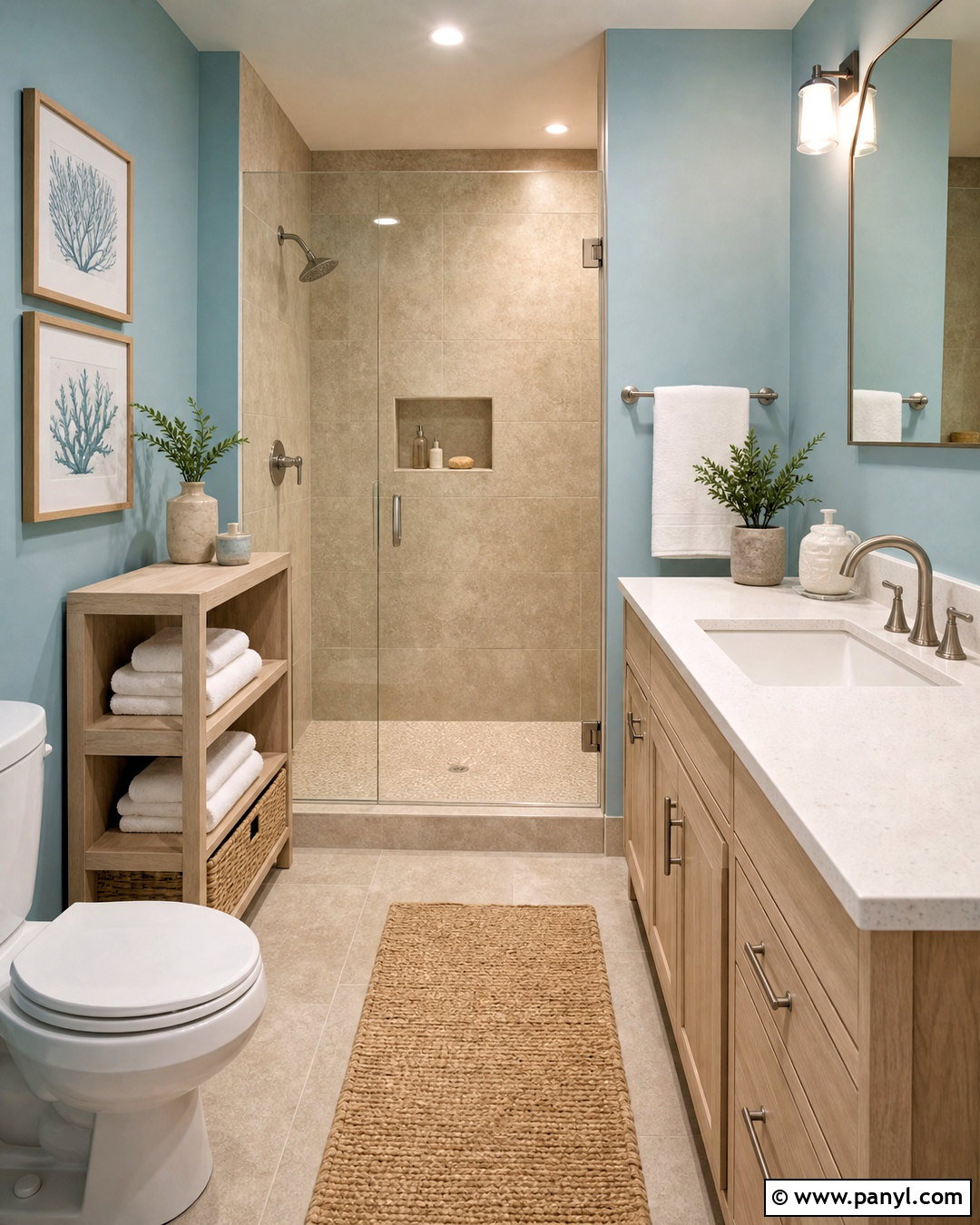 Aqua And Sandy Beige Bathroom - 20 small bathroom colour schemes