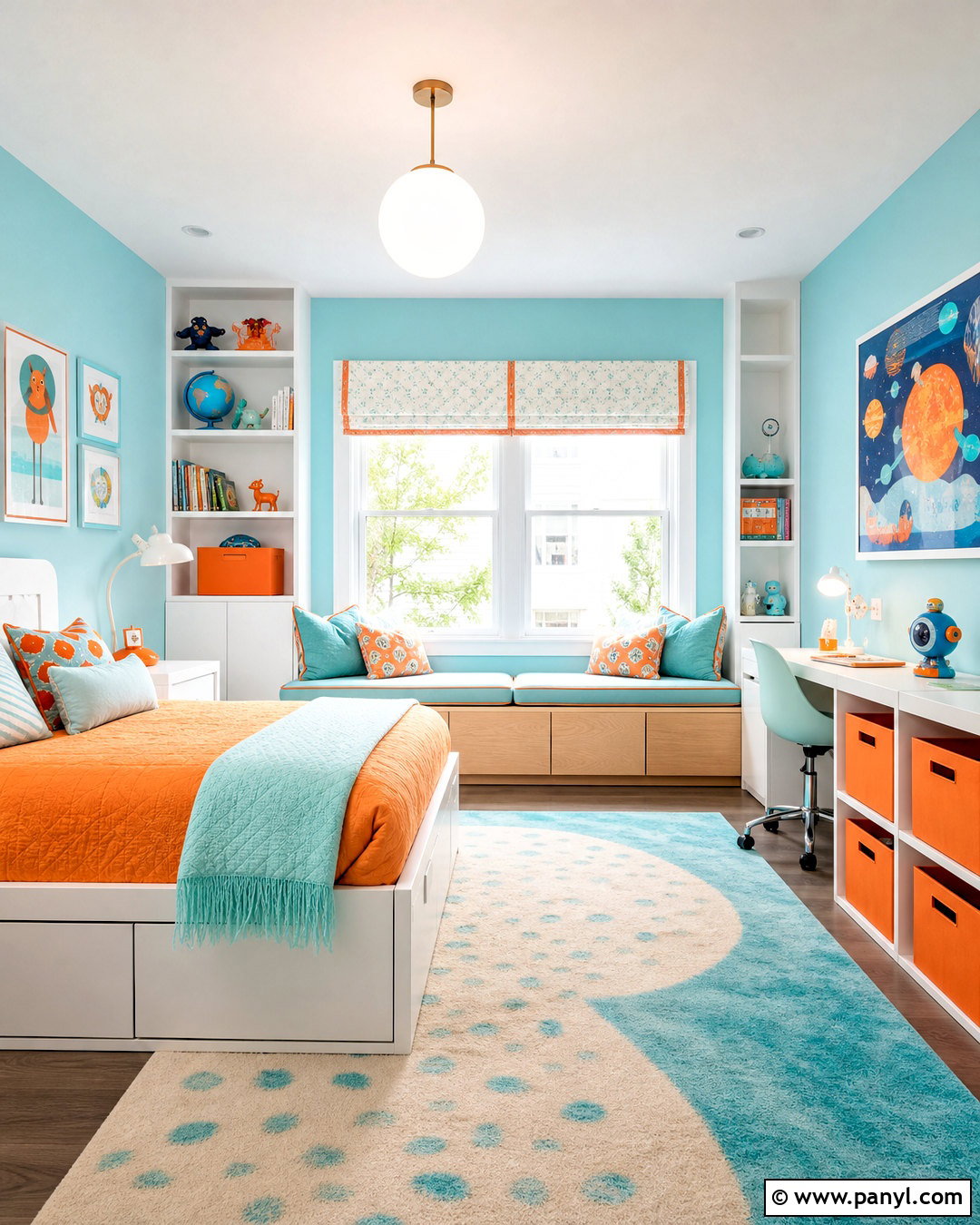 Aqua And Tangerine Kids Room - 20 kids room color schemes