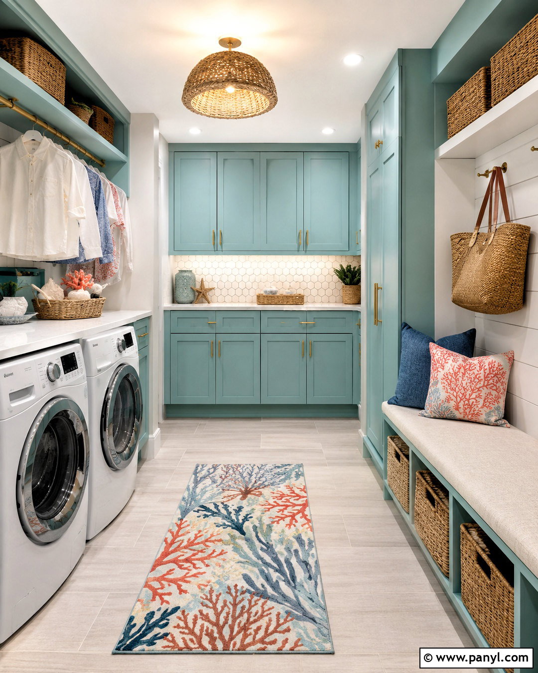 Aqua Beach House Laundry Room - 20 colorful beach house decor ideas