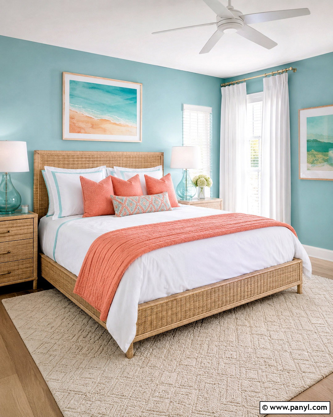 Aqua Blue And Coral Bedroom - 20 blue bedroom color schemes