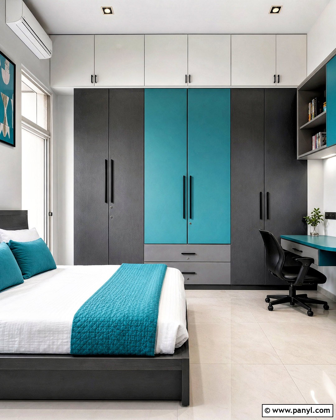 Aqua Blue And Dark Grey Almirah - 20 almirah color ideas
