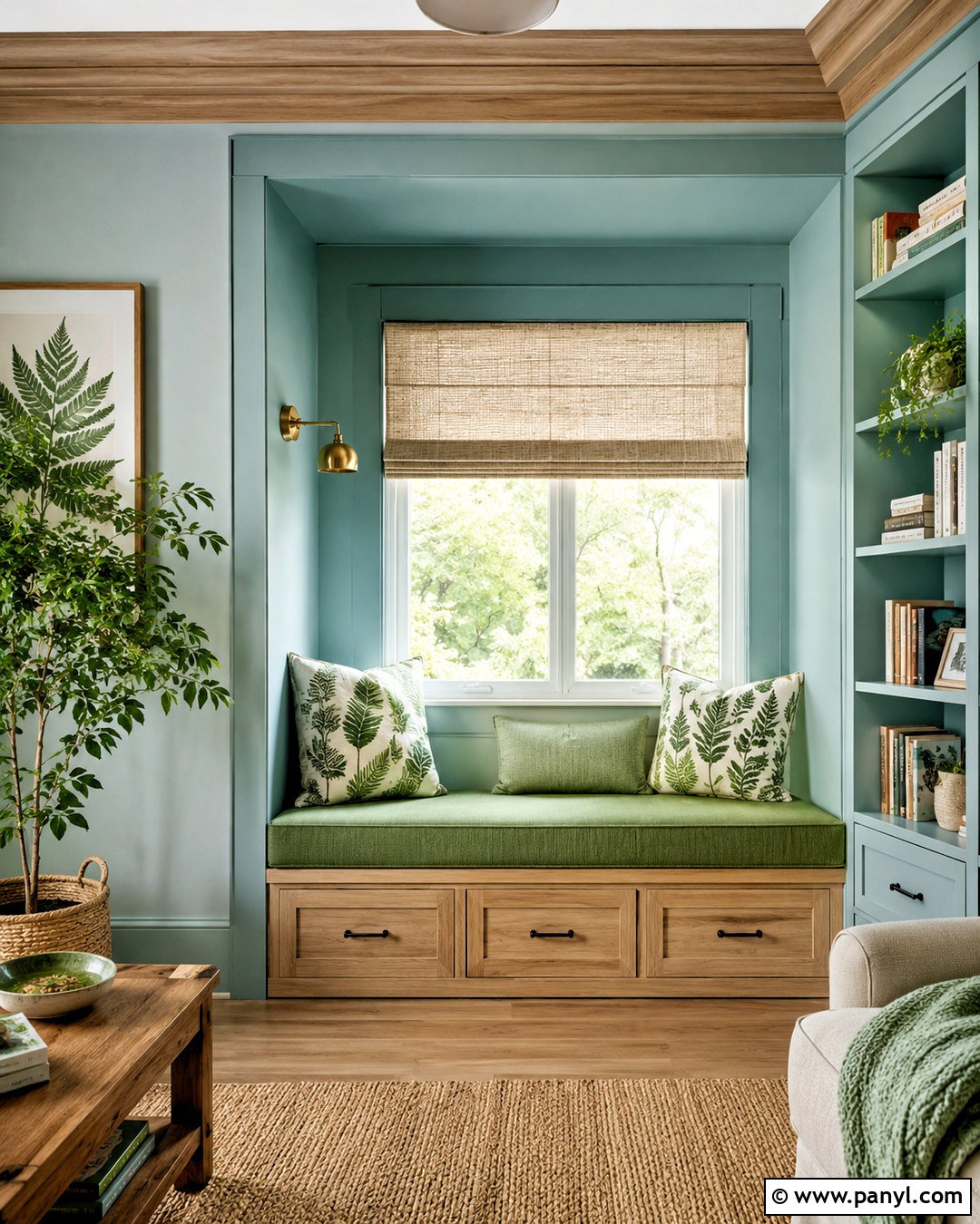 Aqua Blue And Fern Green Reading Nook - 20 blue and green interior design ideas